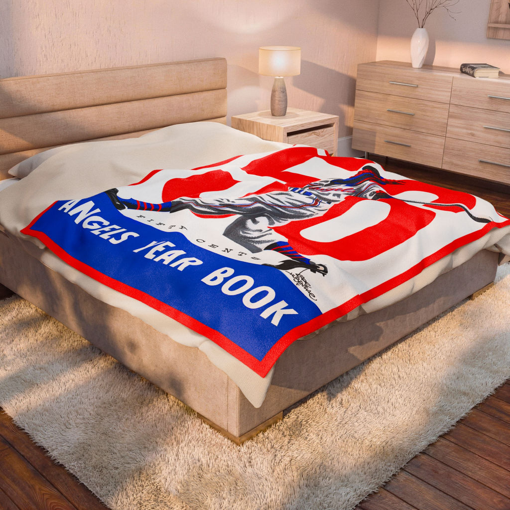 Velveteen Plush Blanket, 1956 Baseball Los Angeles Angels Throw, Bedding, Home Decor, Gift, Bed Blanket
