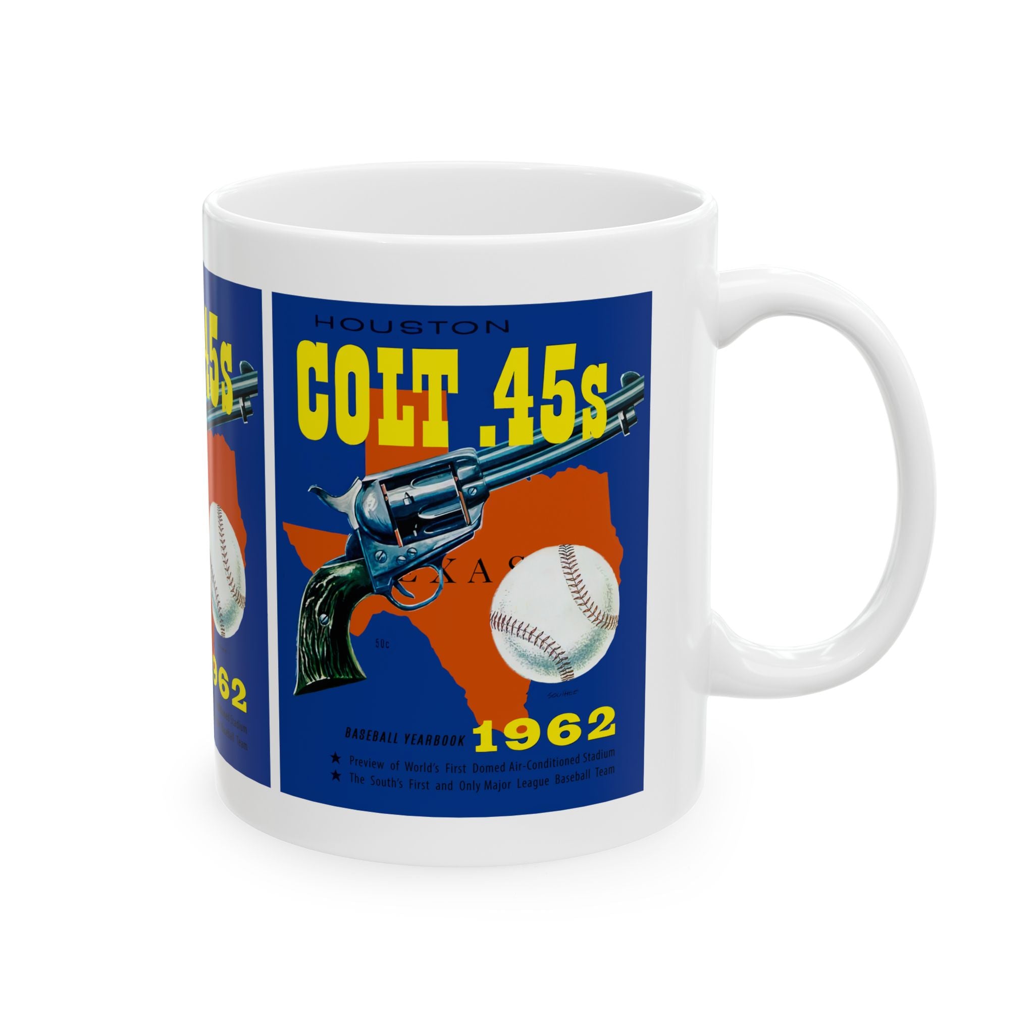Ceramic Mug, 11oz - 1962 Vintage Houston Colt 45s Baseball Yearbook Cover, Drinkware Gift for Baseball Fans, Retro Sports