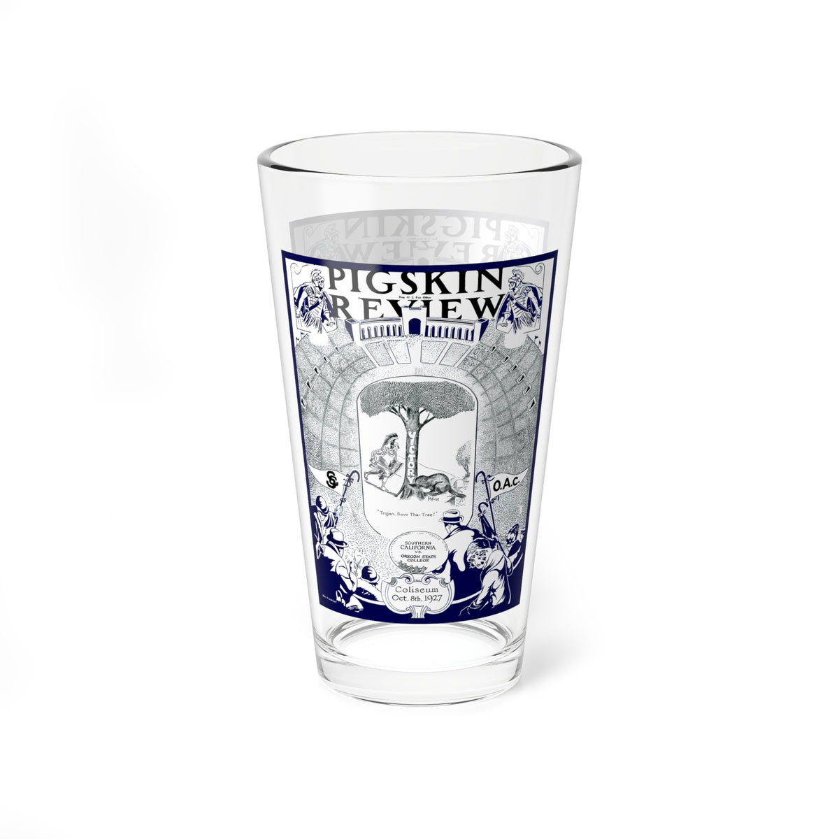 1927 Vintage Football Mixing Glass -Oregon State - Southern California Program Cover 16oz