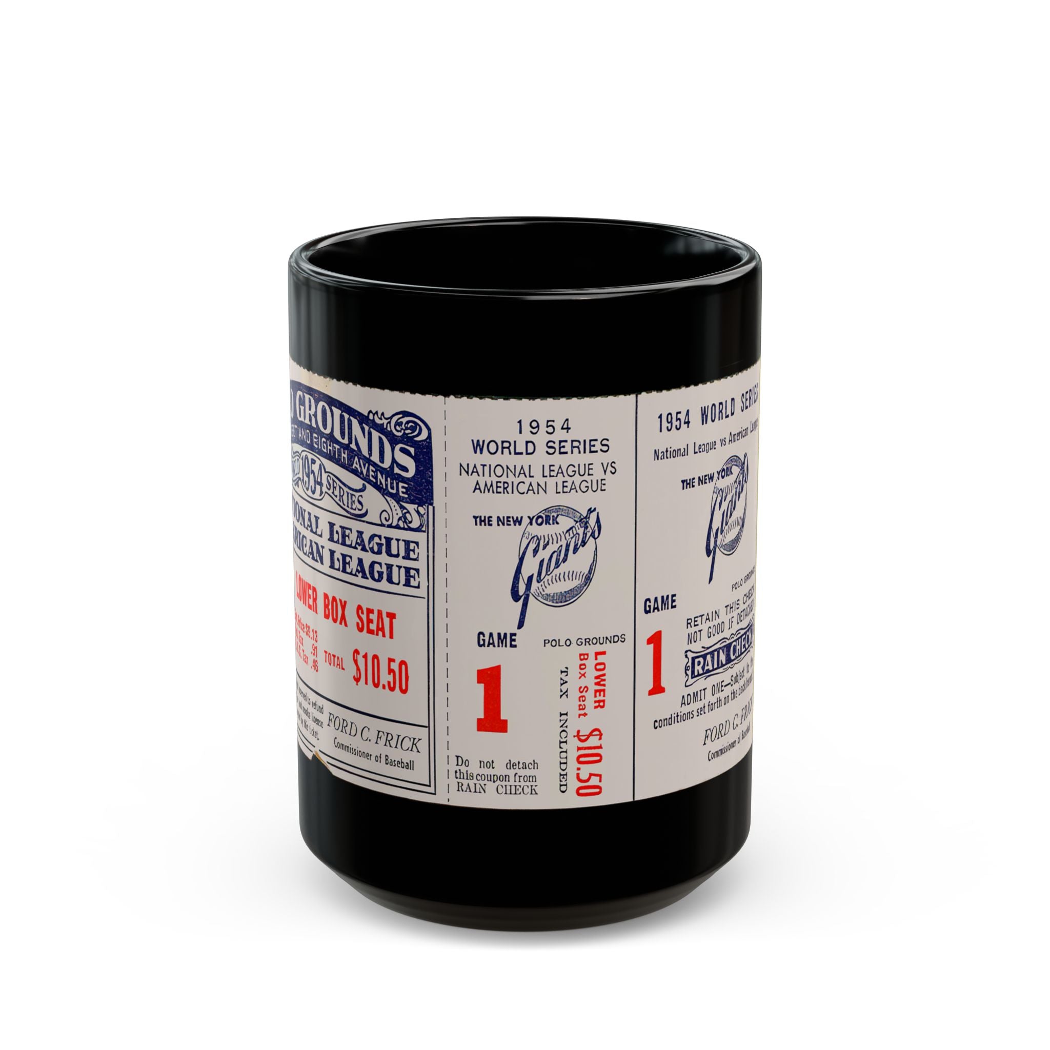 Mug, 1954 Baseball World Series Ticket - Polo Grounds-New York Giants Cleveland Willie Mays Catch, Gift for Baseball Fans, Vintage Sports