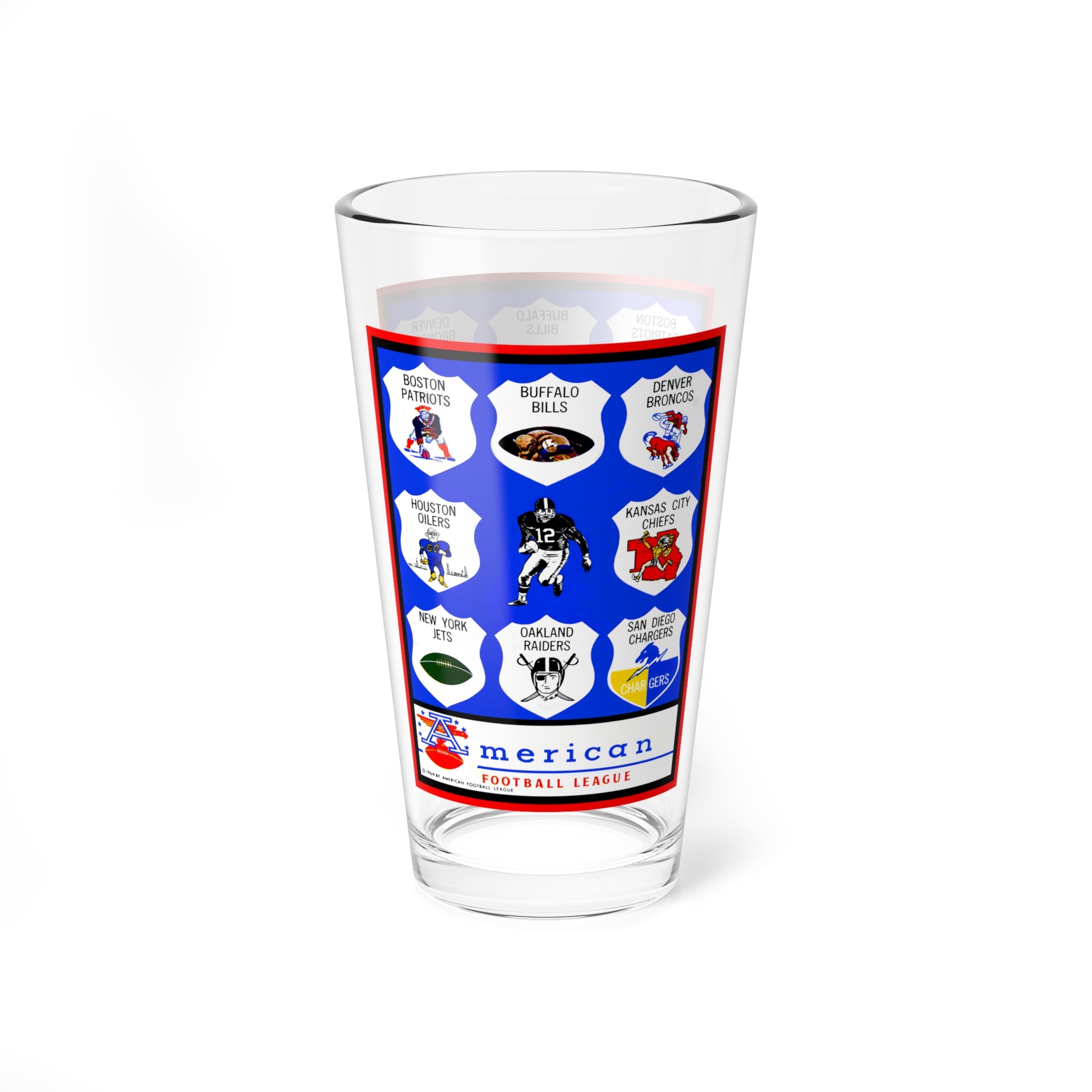 Mixing Glass, 16oz - 1964 American Football League Memorabilia for Sports Fans, Collectible Drinkware, Unique Barware Gift, Vintage
