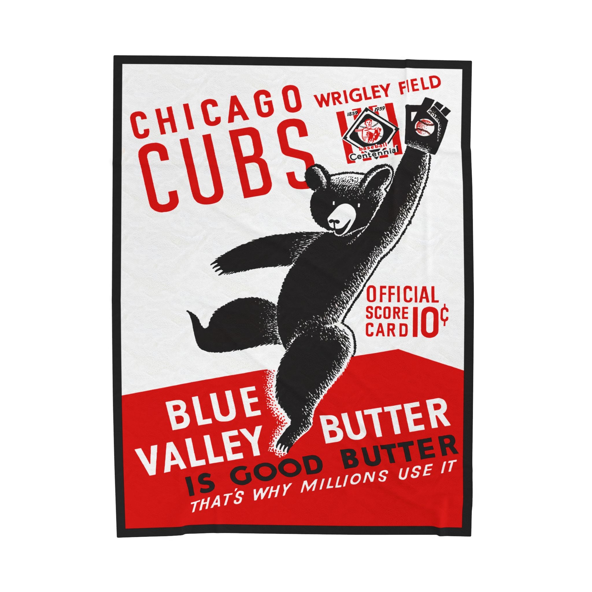 Velveteen Plush Blanket - 1939 Baseball Chicago Cubs, Sports Throw, Cozy Cubs Fan Gift, Retro Sports Decor, Baseball Lover Gift