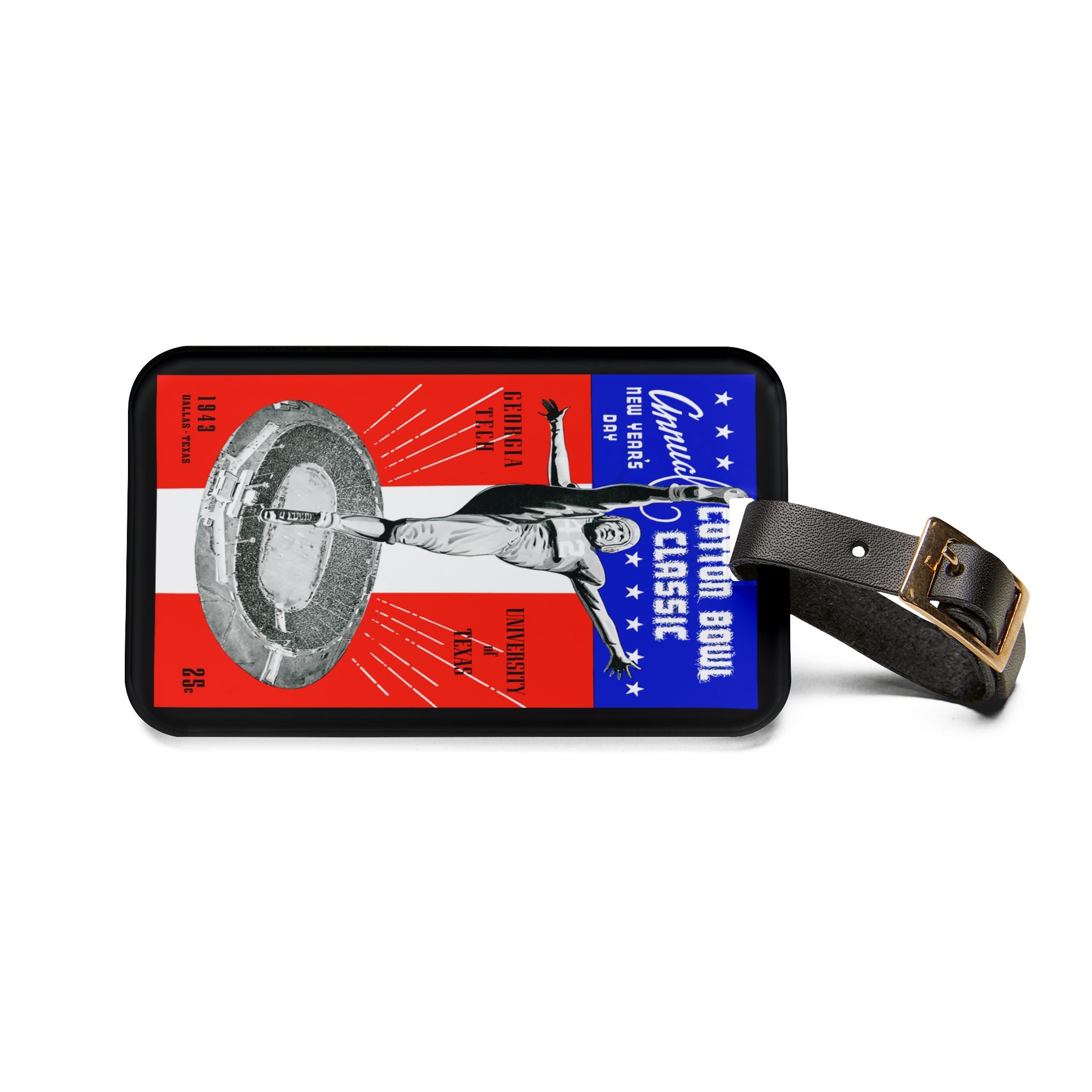1943 Football Cotton Bowl Luggage Tag — Texas vs. Georgia Tech