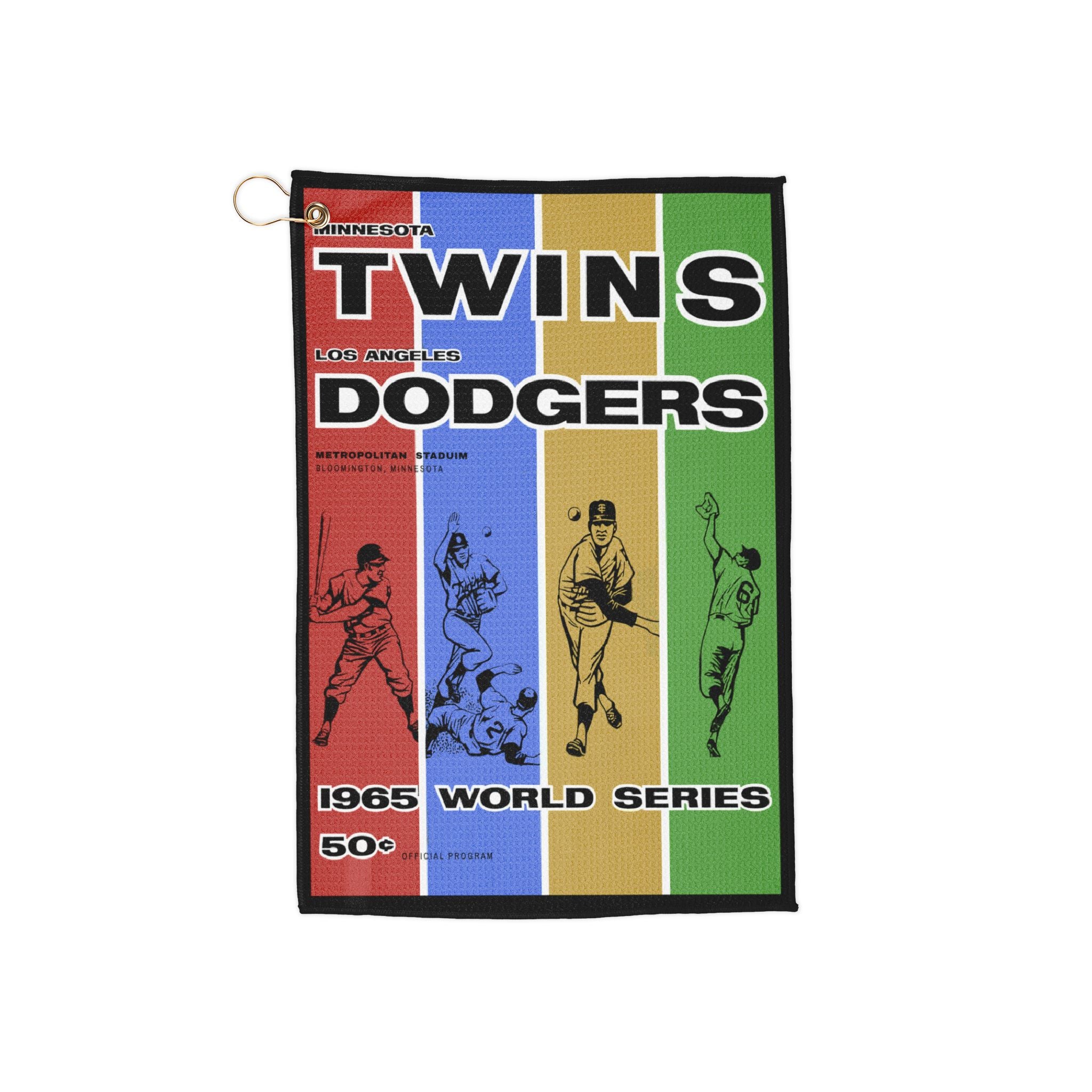 Vintage 1965 Baseball World Series Golf Towel, Minnesota Twins Los Angeles Dodgers Memorabilia, Sports Fan Gift, Golf Accessories, Golf