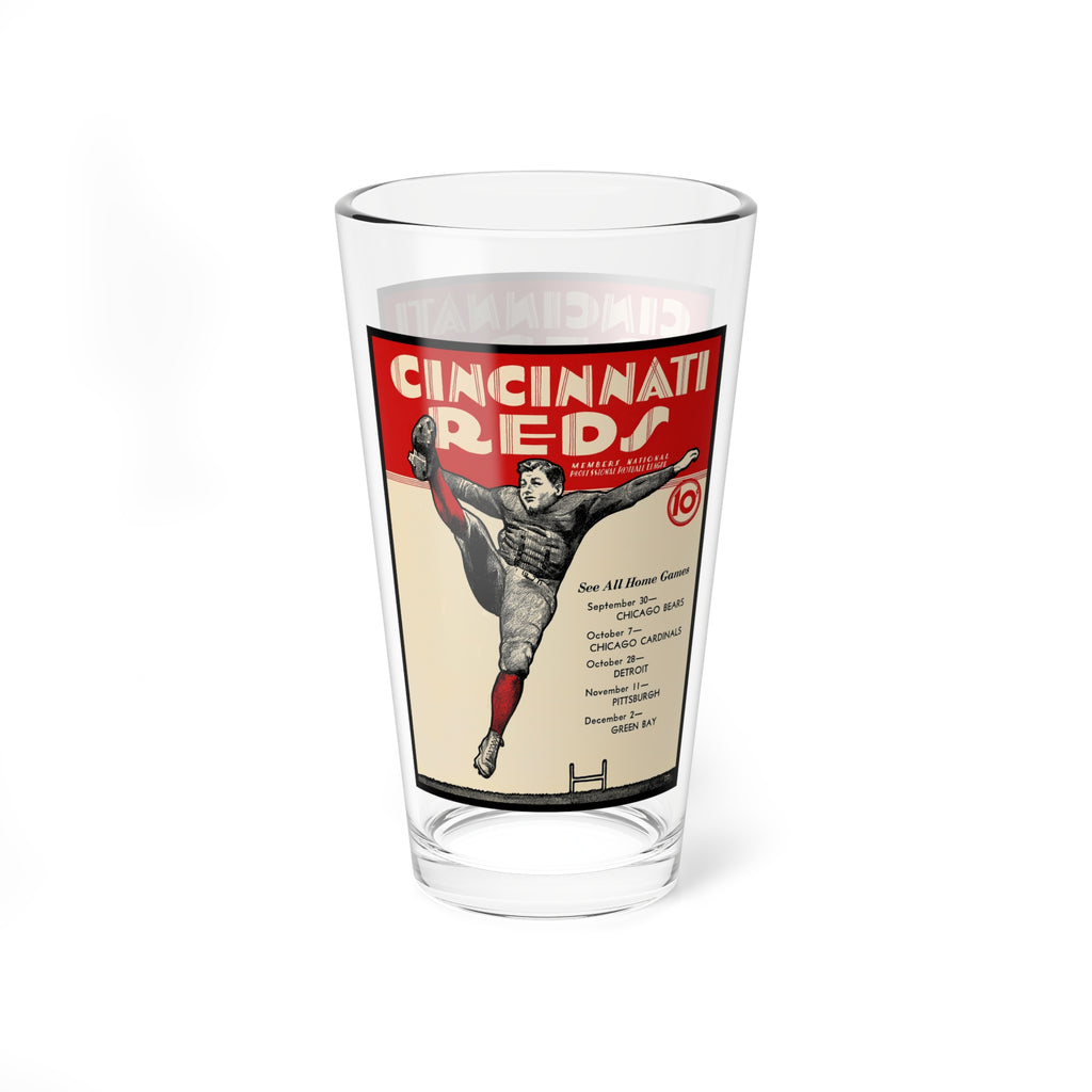 Mixing Glass, 16oz - 1934 Football Cincinnati Reds, Beer Glass, Sports Fan Gift, Barware Decor, Football Memorabilia, Gift for Him
