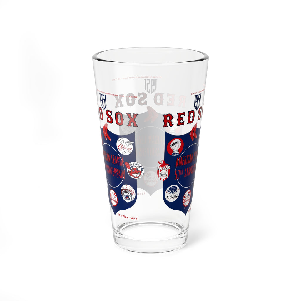1951 Vintage Red Sox Baseball Program Cover- American League -  Pint Glass, 16oz