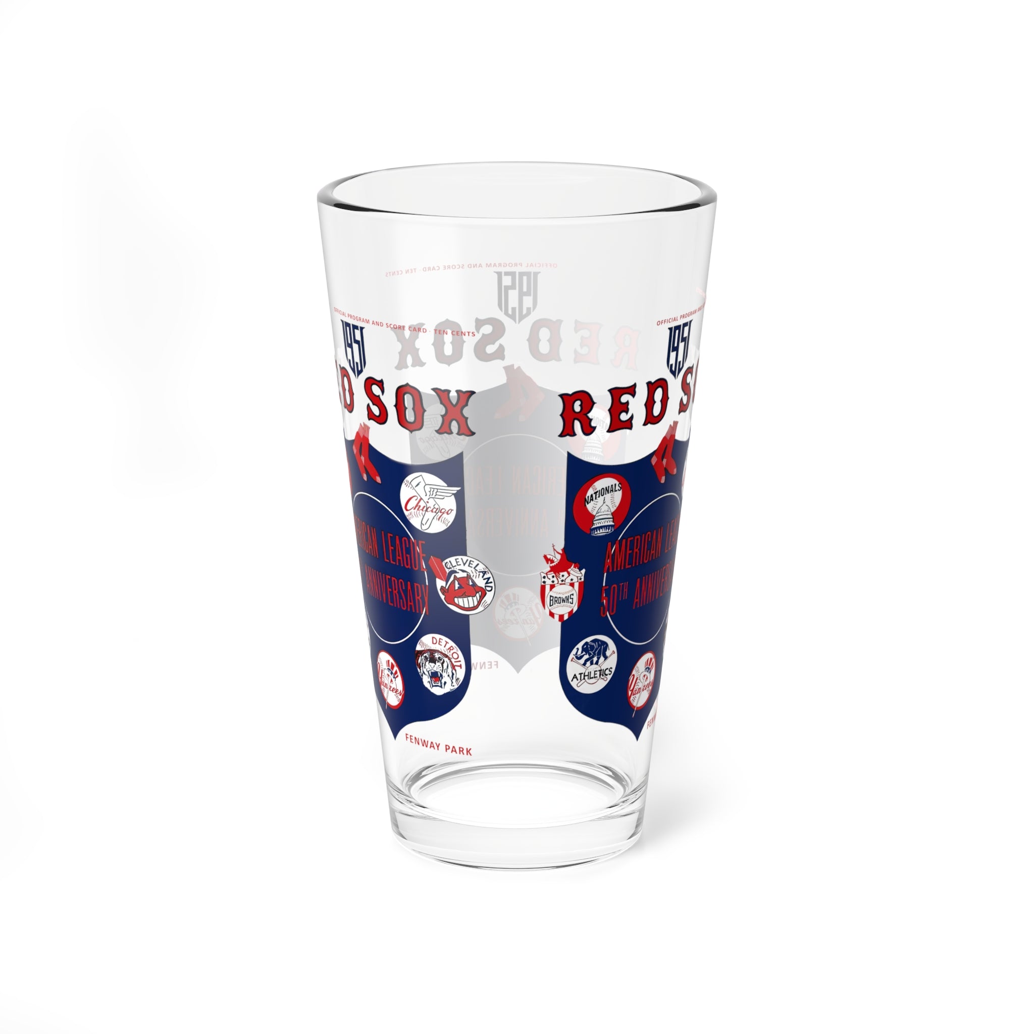 1951 Vintage Red Sox Baseball Program Cover- American League -  Pint Glass, 16oz