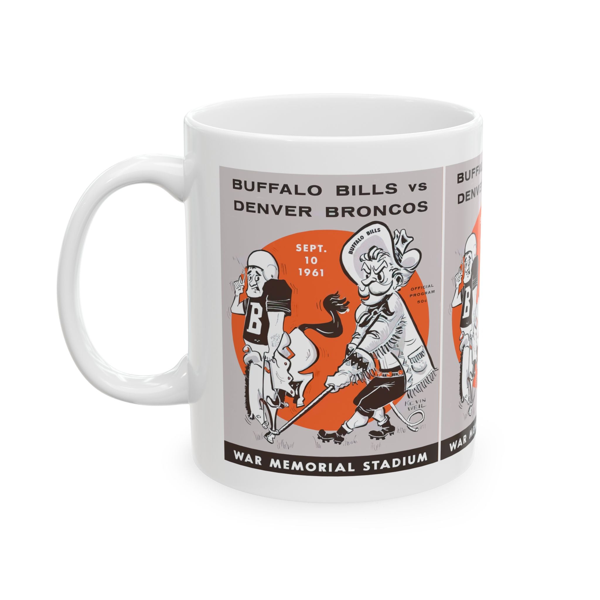 Vintage Buffalo Football Ceramic Mug, Football Sports Fan Gift, Retro Coffee Cup, Football Lover Tea Mug, 11oz 15oz