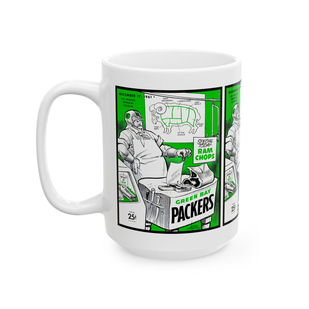 Vintage 1961 Football Green Bay Packers Los Angeles Rams Ceramic Mug, Football Sports Fan Collectible Gift, Father's Day, Christmas