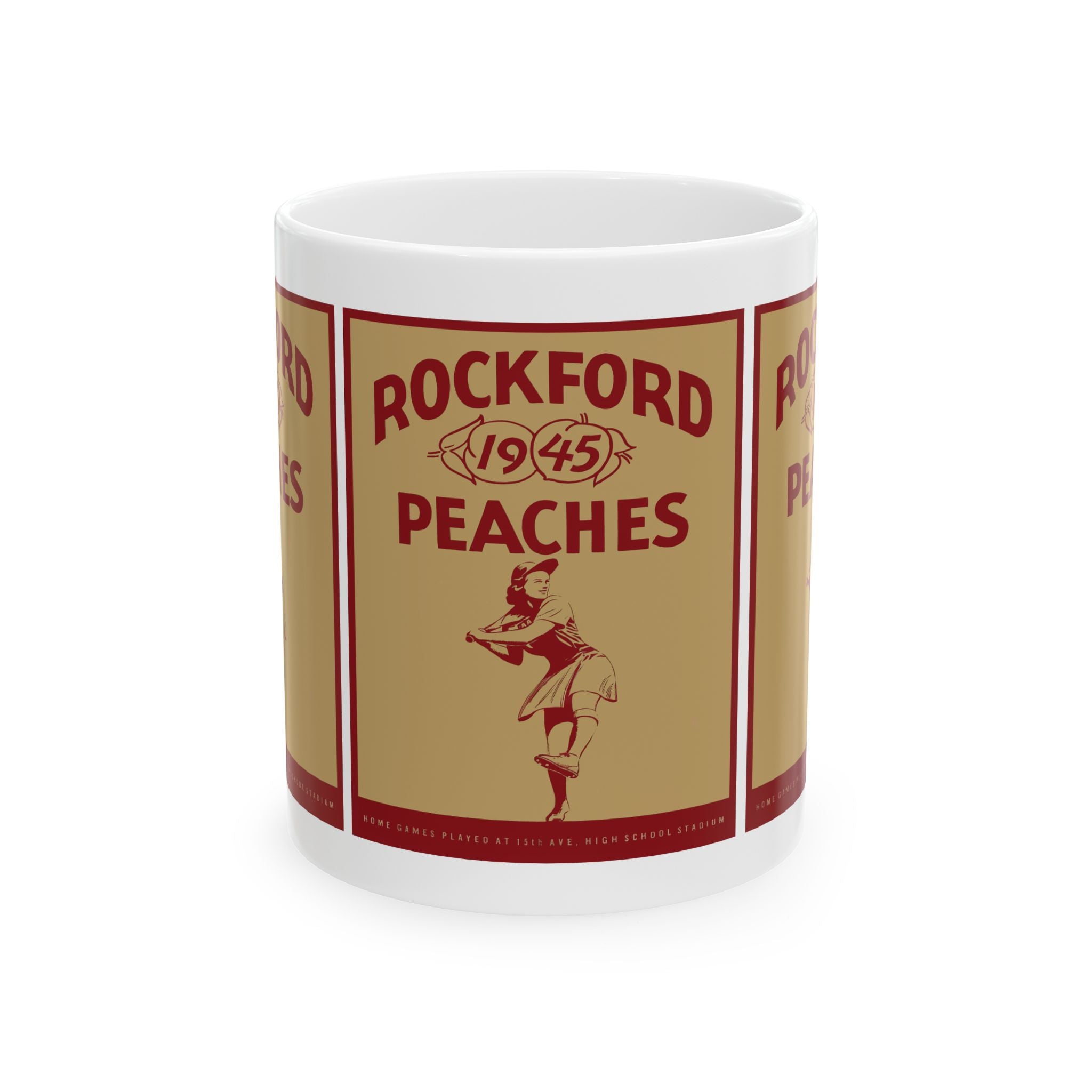 1945 Vintage Rockford Peaches Baseball Yearbook Cover - Ceramic Mug, 11oz, 15oz