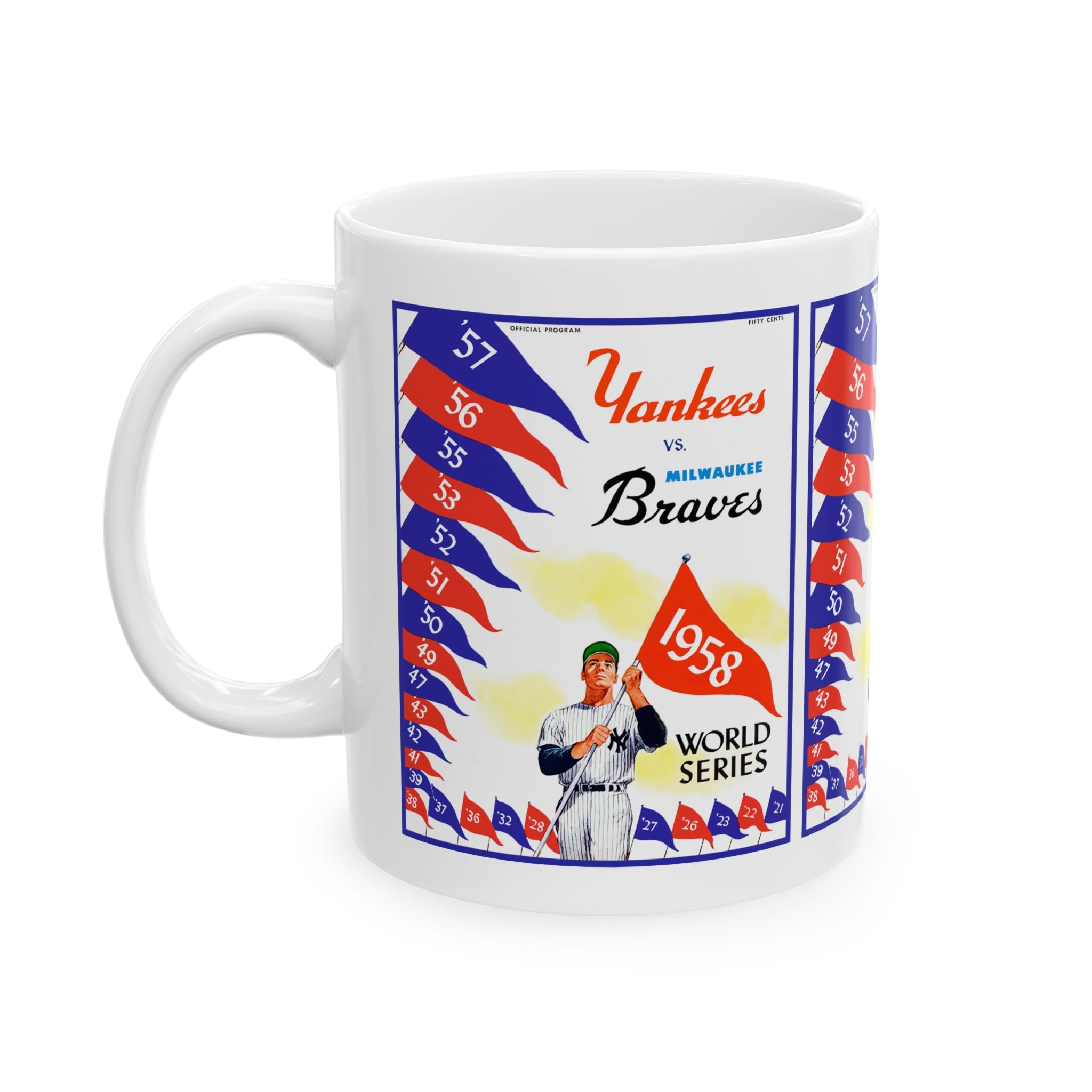1958 Vintage Milwaukee Braves - New York Yankees World Series Program Cover - Ceramic Mug, 11oz