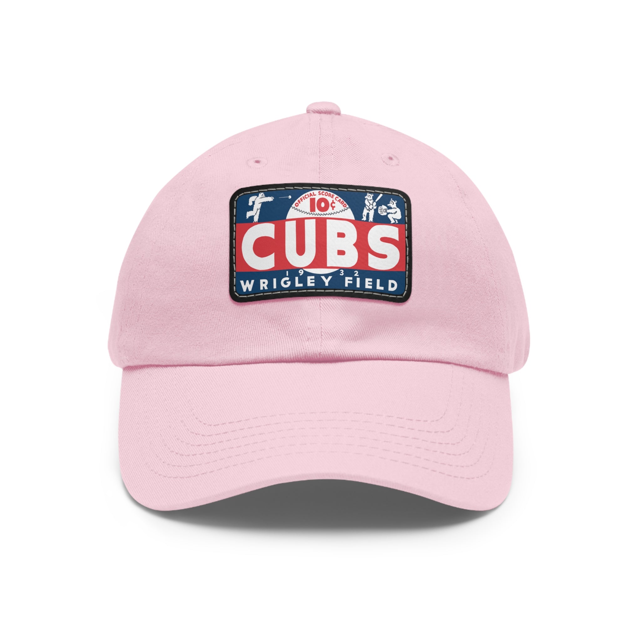 1932 Vintage Chicago Cubs Wrigley Field Scorecard Cover - Dad Hat with Leather Patch (Rectangle)