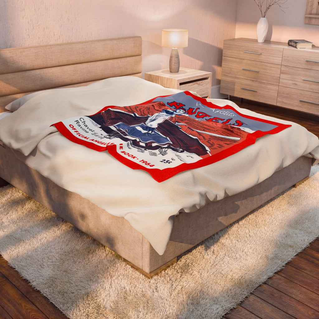 Velveteen Throw Blanket, 1964 Baseball Los Angeles Angels-Chavez Ravine, Cozy Sofa Couch Bed Decor, Gift for Baseball Fans, Baseball  Decor,