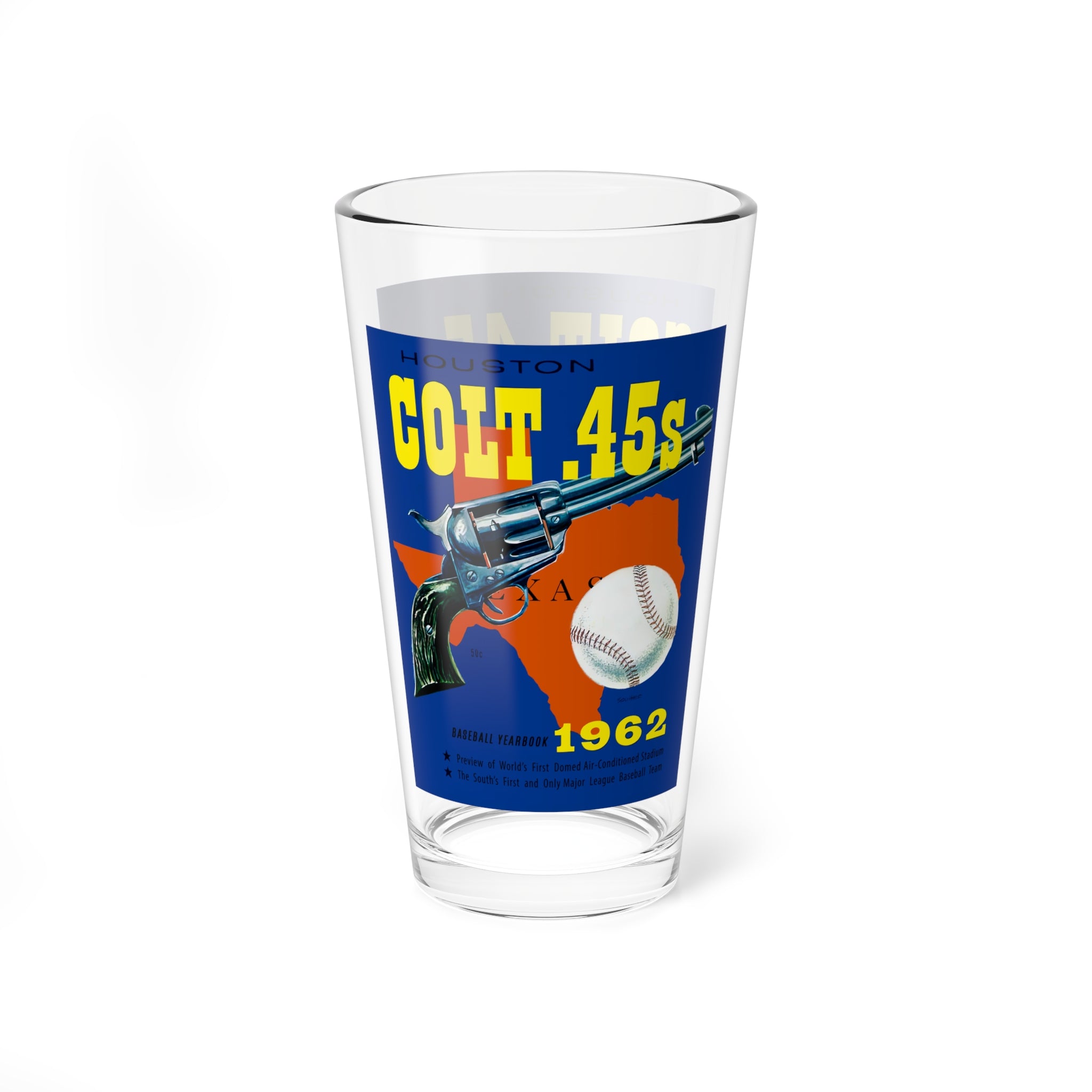 Mixing Glass, 16oz - Vintage 1962 Baseball Houston Colt 45s Memorabilia, Barware Gift, Collectible Cocktail Tumbler, Sports Fan Glass Cup,