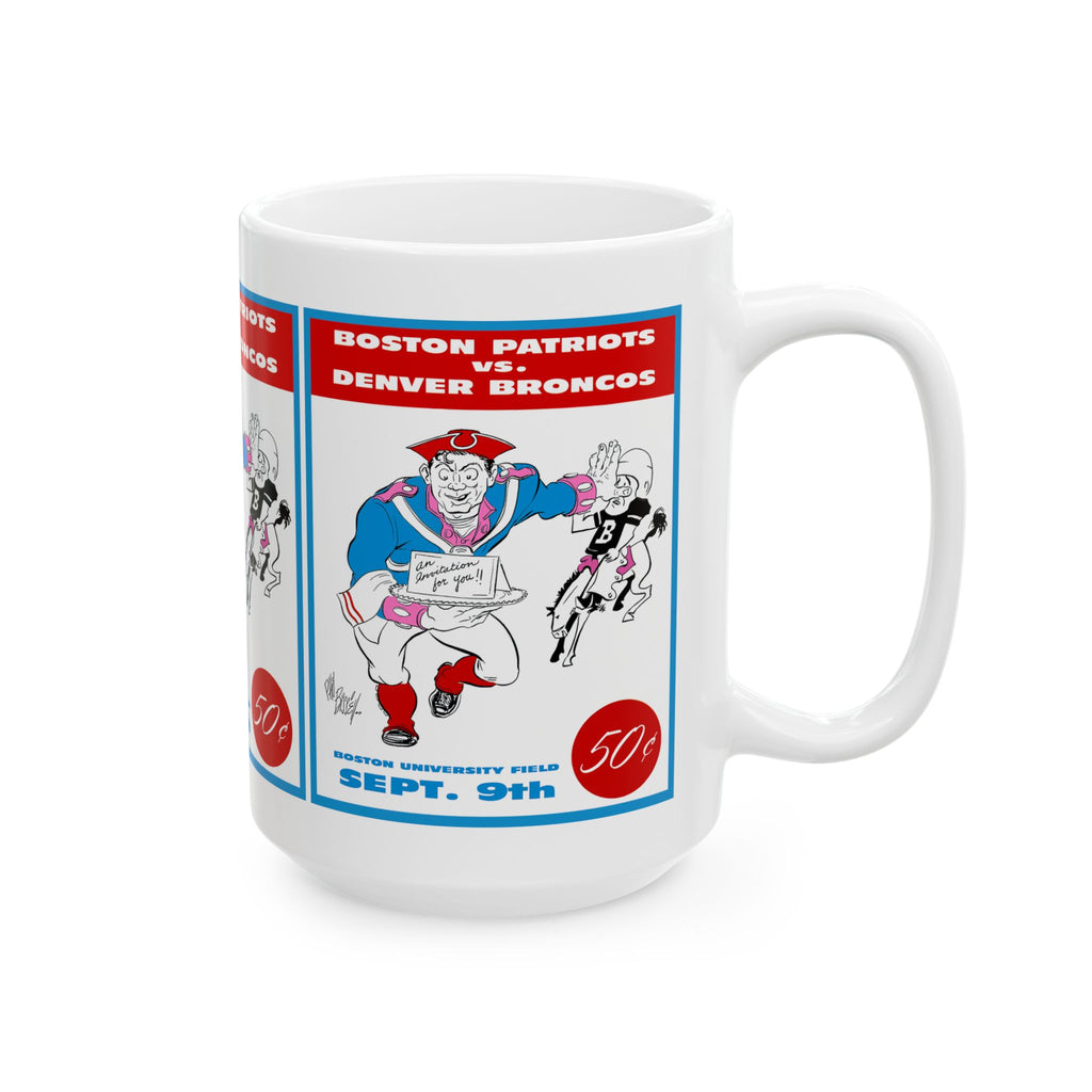 Vintage Football Ceramic Mug, 1960 Denver Broncos Boston Patriots Mug, Sports Fan Gift, Football Lover Cup, Retro Team  Drinkware