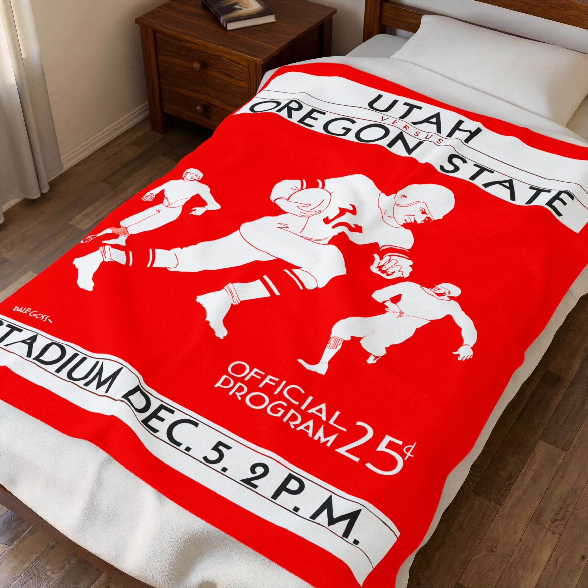Velveteen Plush Blanket - 1931 Utah Oregon State Football Program, Cozy Blanket, Gift for Sports Fans, Home Decor, Game Day Throw, Unique