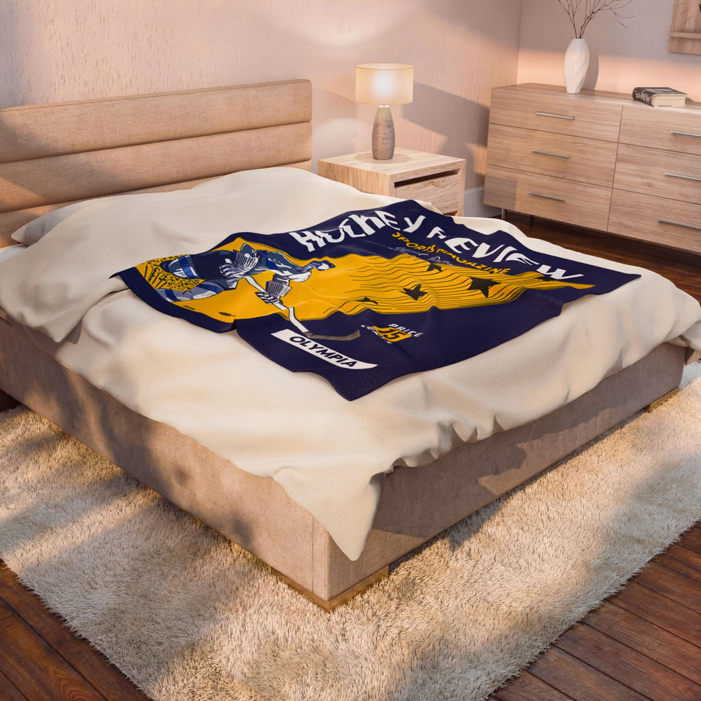 Velveteen Plush Blanket, 1940-1941 Hockey Detroit Red Wings Throw, Sports Bedding, Cozy Hockey Fan Gift, Red Wings Blanket, Hockey Home