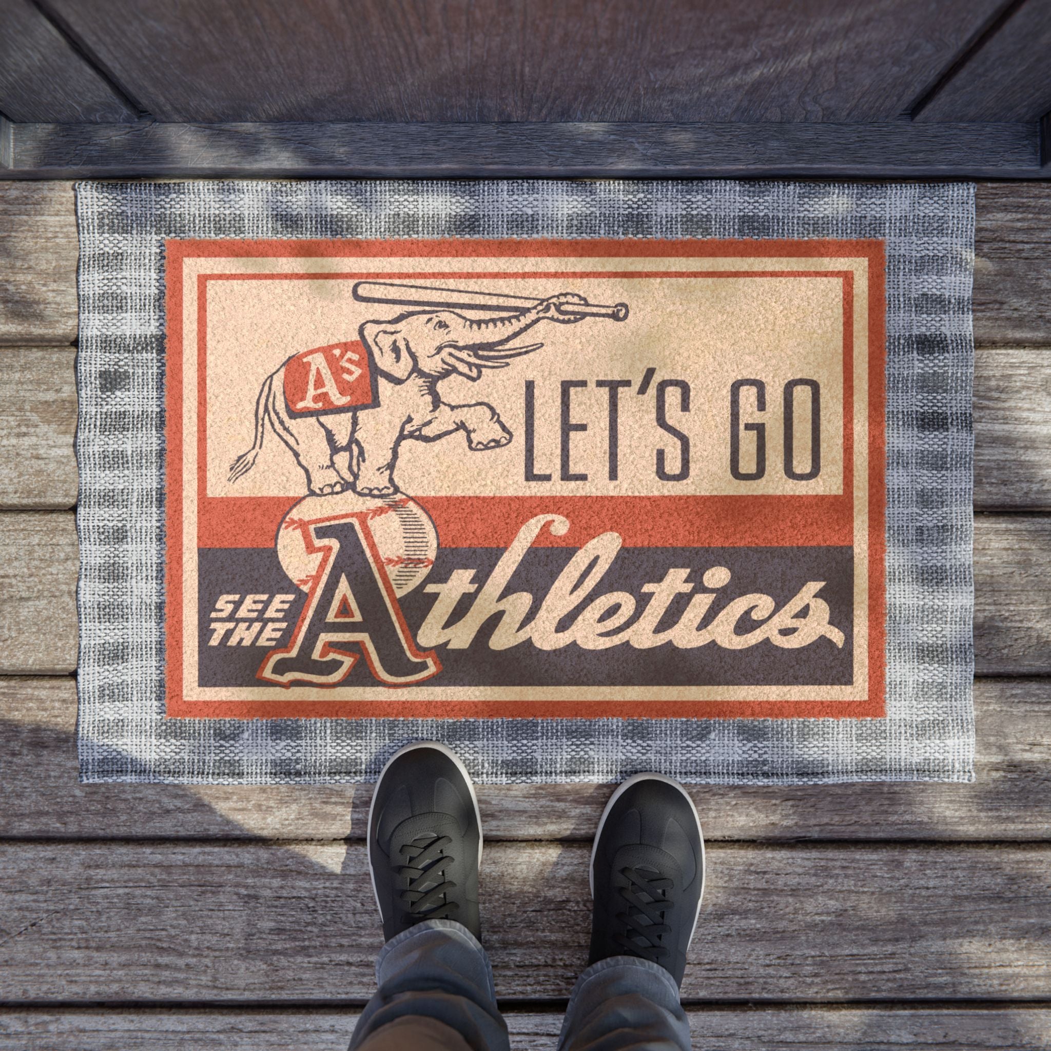 Vintage Baseball Doormat, Retro Sports Entry Mat, 1960s Kansas City Athletics, Gift for Baseball Fan, Home Decor Accent