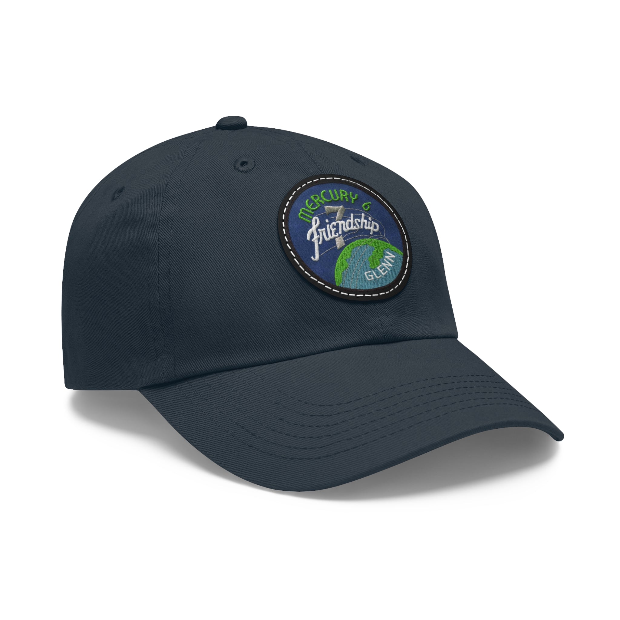 NASA - Mercury 6 - Friendship 7 Flight Patch - Dad Hat with Leather Patch (Round)