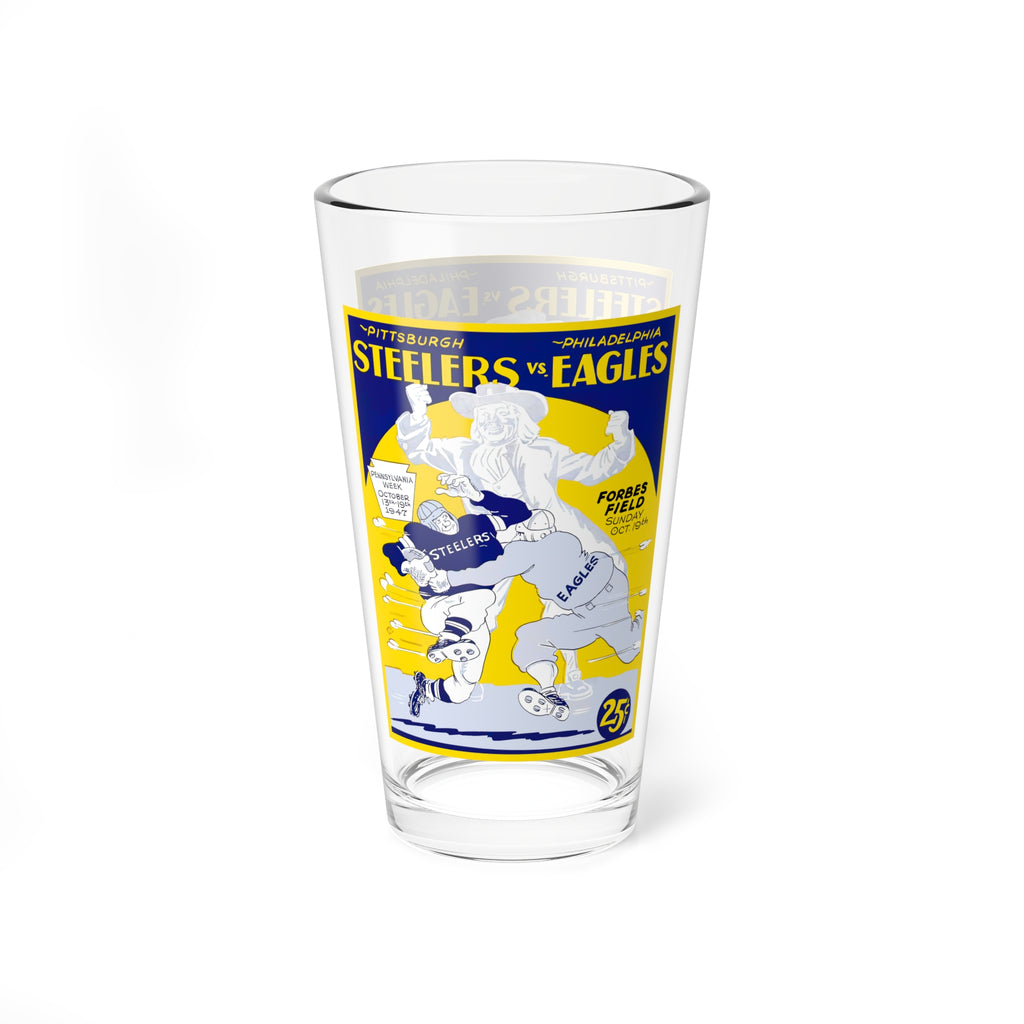 Mixing Glass — 1947 Vintage Steelers vs Eagles Game Program Cover Pint Glass (16 oz)