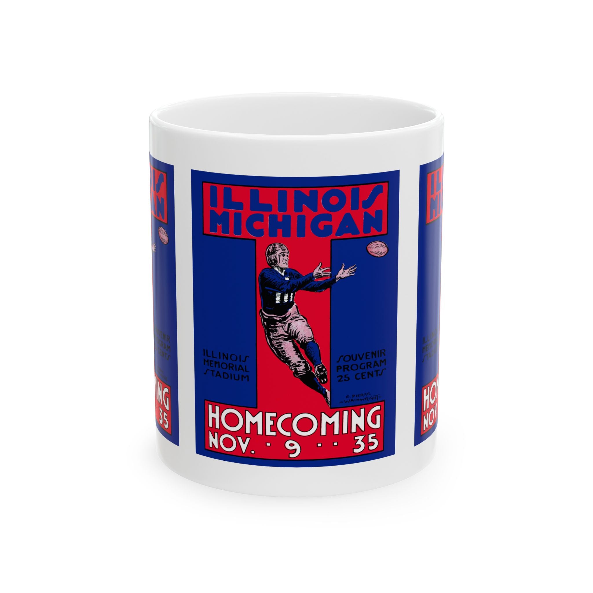 1935 Vintage Michigan - Illinois Illini Football Program Cover - Ceramic Mug, 11oz