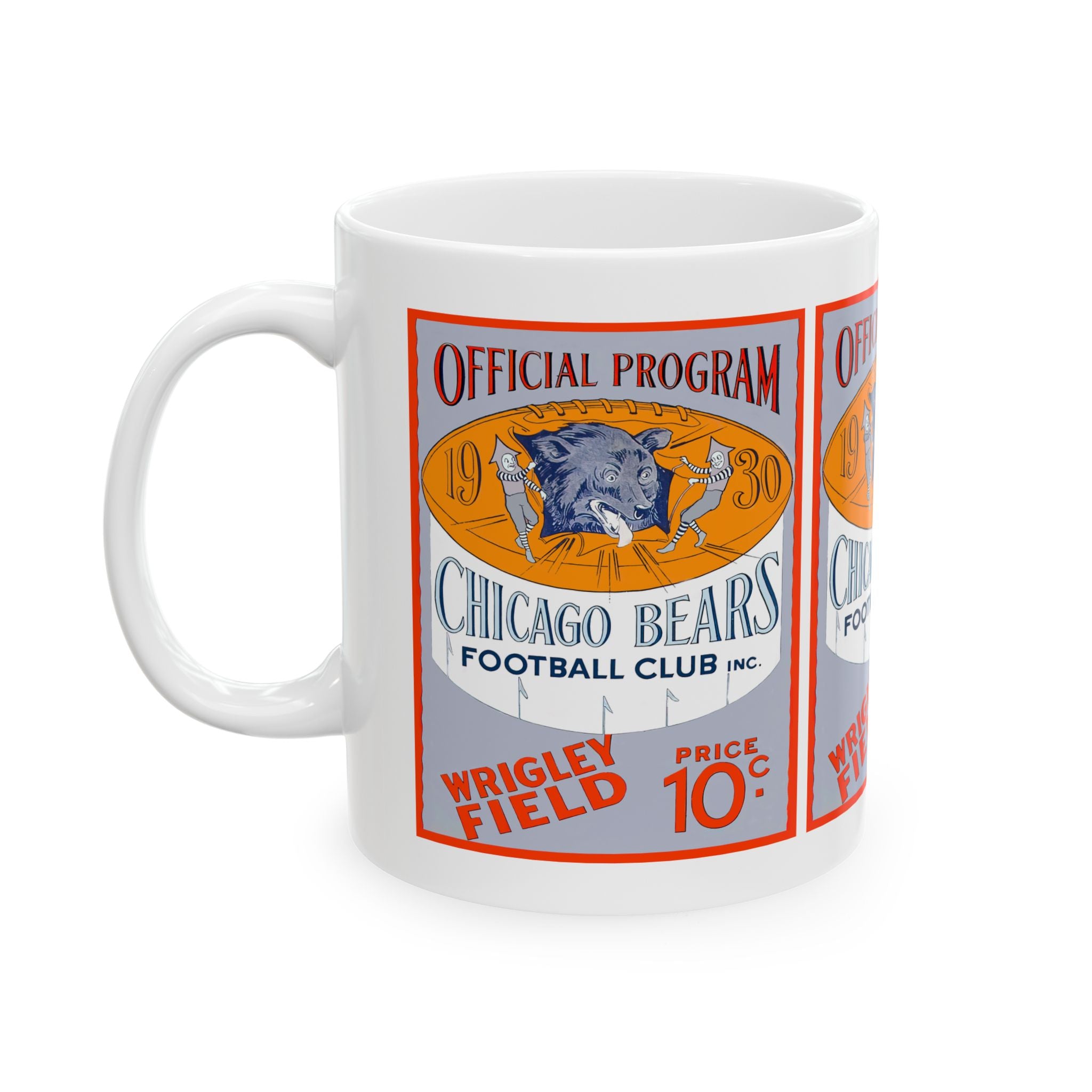 Ceramic Mug, 1930 Vintage Chicago Bears Football Program Cover, Sports Fan Gift, Coffee Cup, Tea Mug, Unique Souvenir, Football Memorabilia,