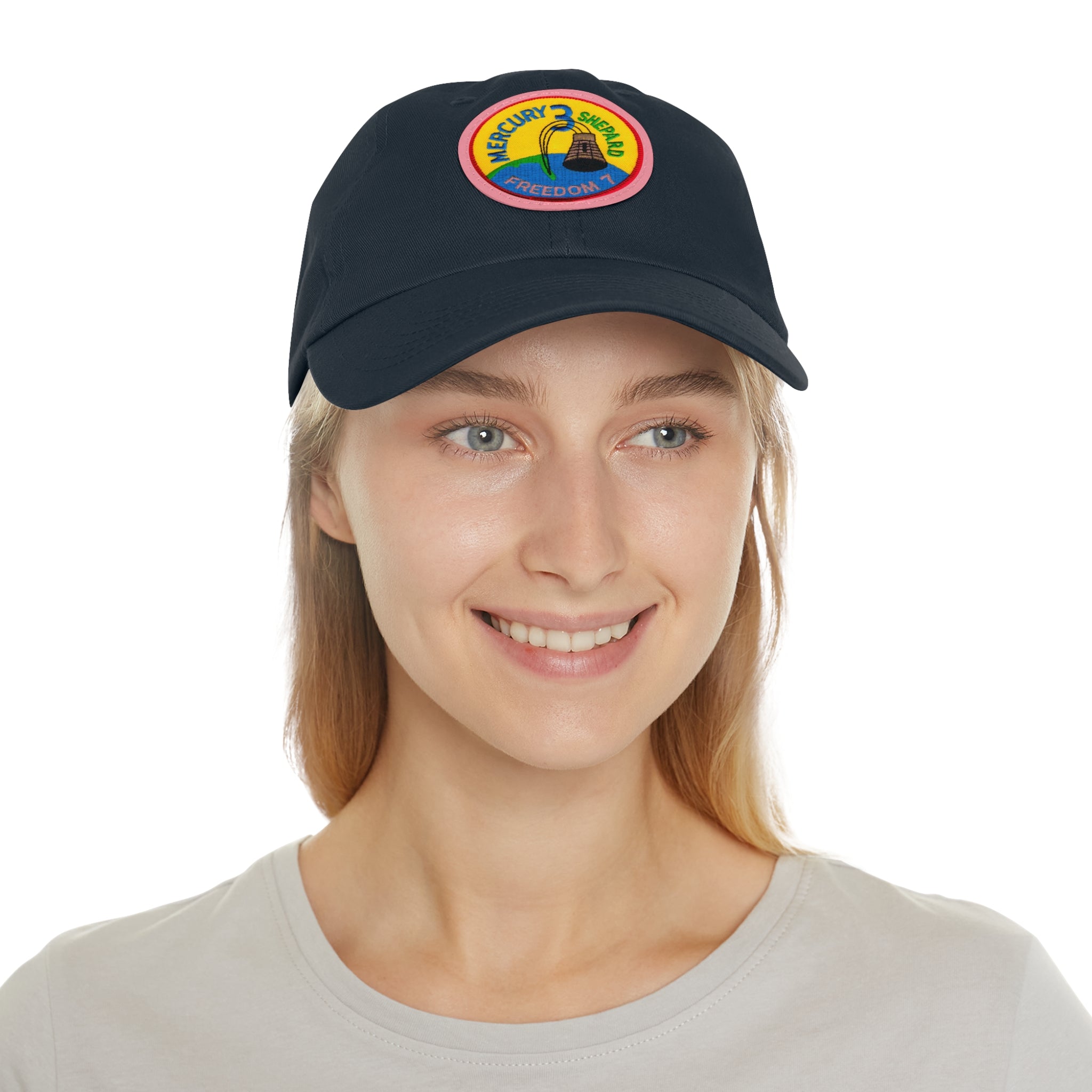 NASA Mercury 3 - Friendship 7 Flight Patch - Dad Hat with Leather Patch (Round)