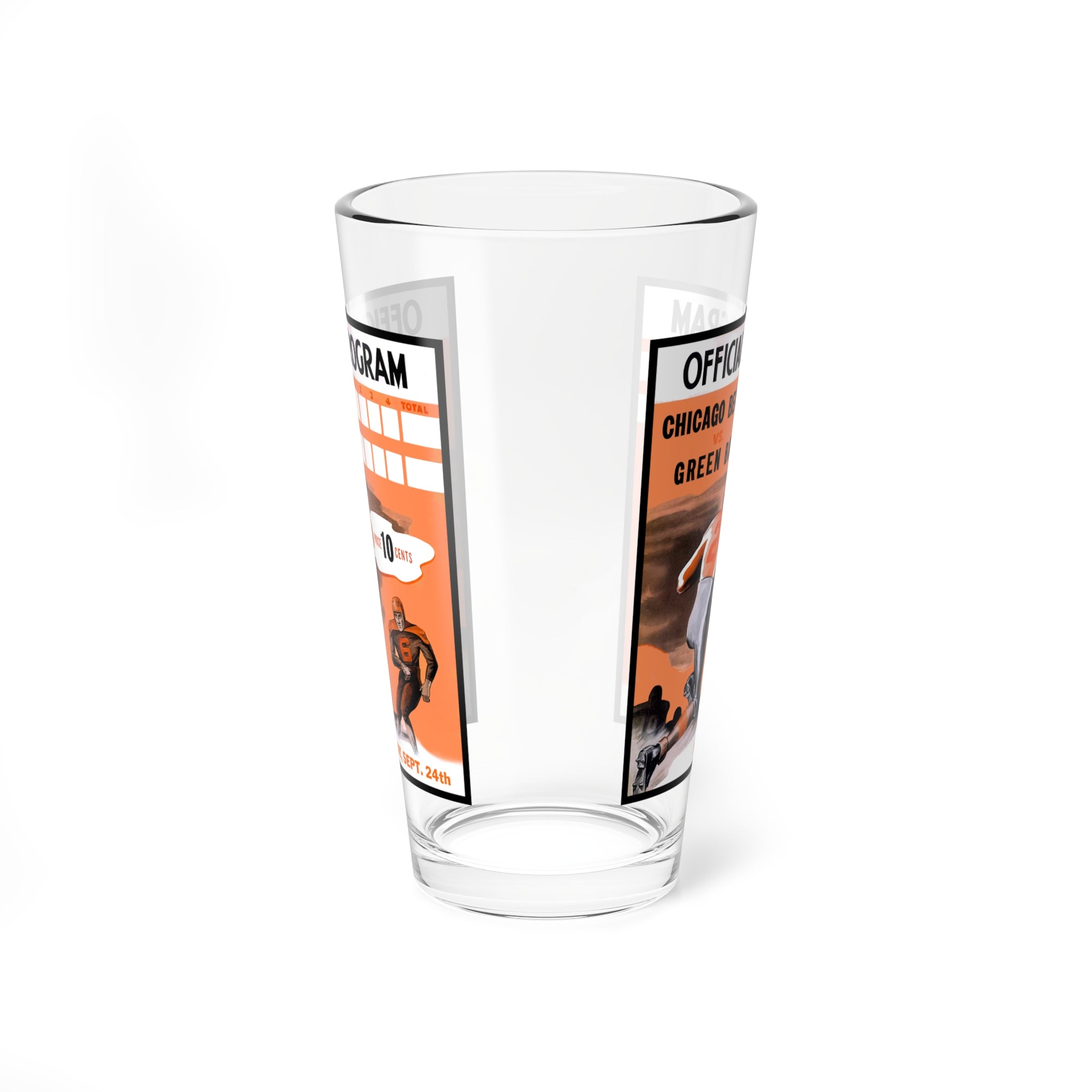 Mixing Glass, 16oz with 1944 Football Chicago Bears-Green Bay Packers design