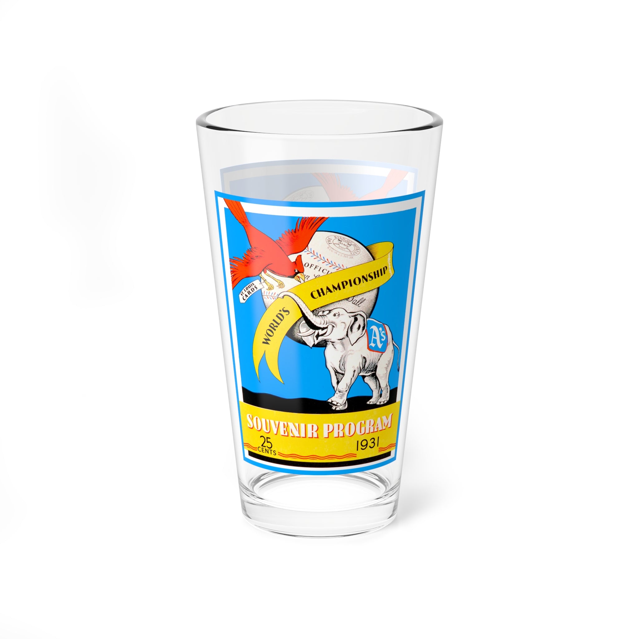 Mixing Glass, 16oz - Vintage 1931 Baseball World Series Philadelphia A's St Louis Cardinals, Cocktail Cup, Unique Barware, Sports