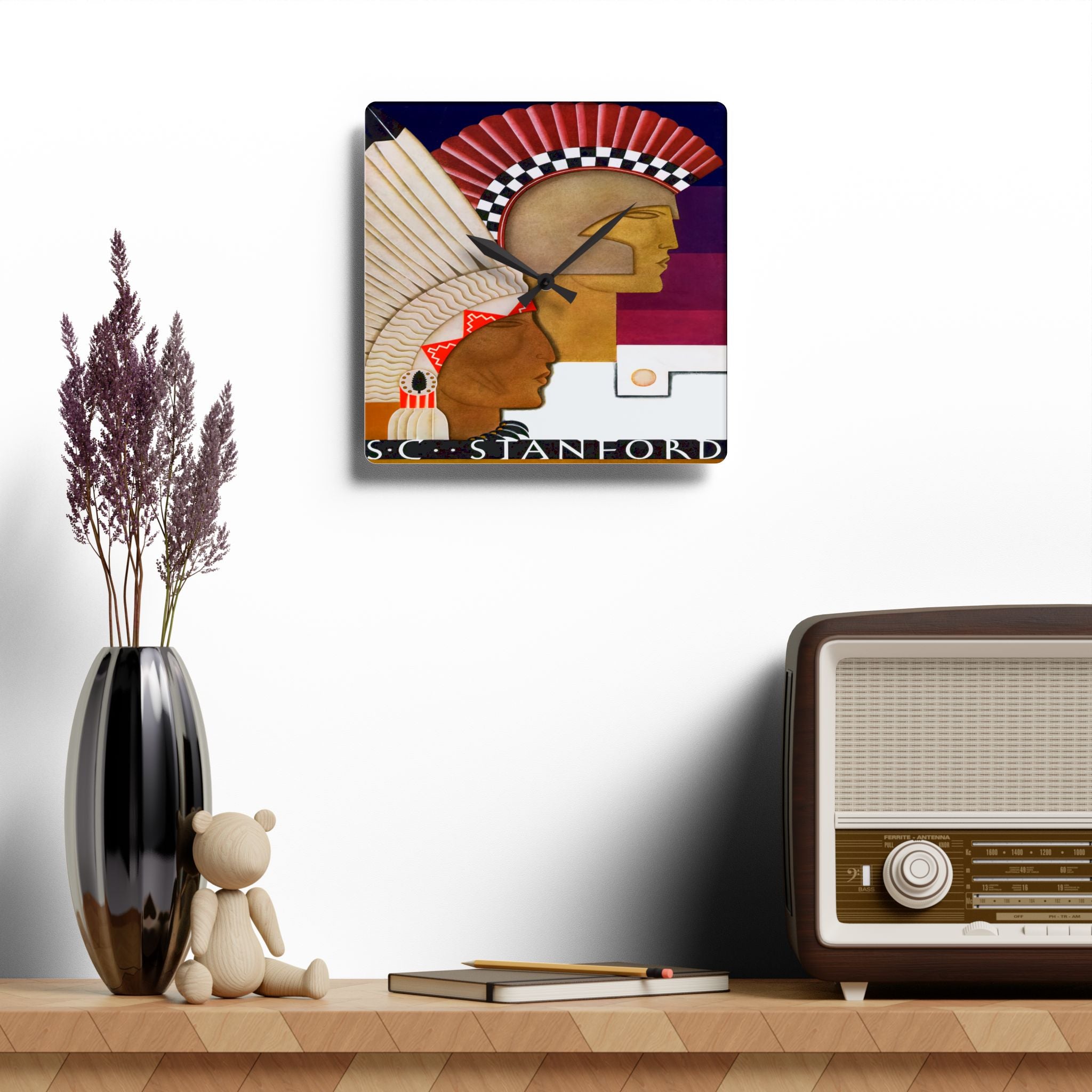 Vintage 1929 Football Stanford-SC Acrylic Wall Clock, Unique Sports Fan Home Decor, Retro College Football Theme Clock, Gift for Football