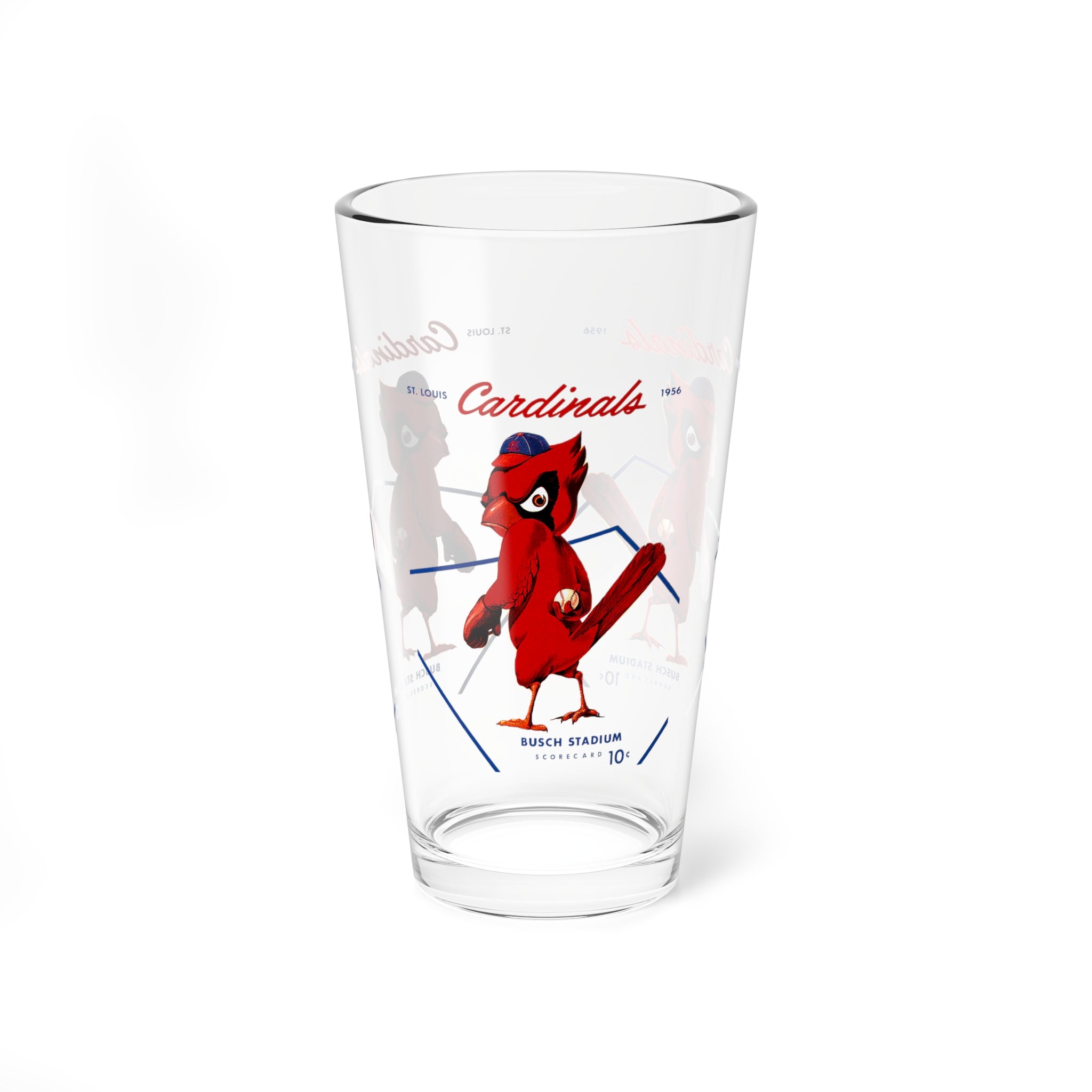 1956 Vintage Cardinals Scorecard Cover  -  Pint Glass, 16oz