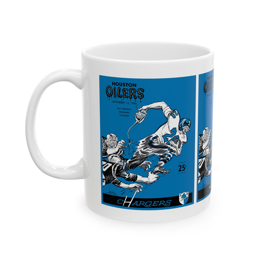 Vintage Football Ceramic Mug, 1960 Los Angeles Chargers Houston Oilers Coffee Cup, Sports Fan Gift, Football Memorabilia, Retro Game Day