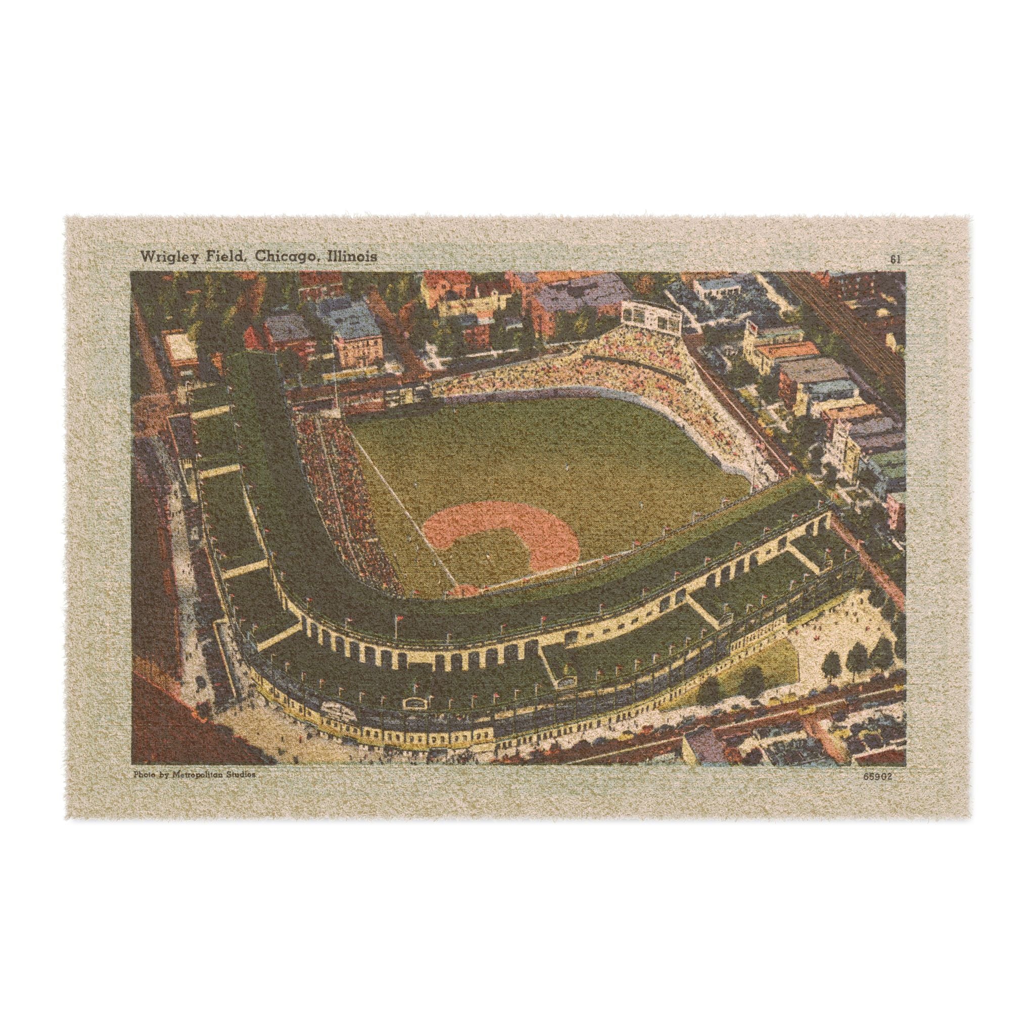 1941 Vintage Chicago Cubs Wrigley Field Postcard - Doormat