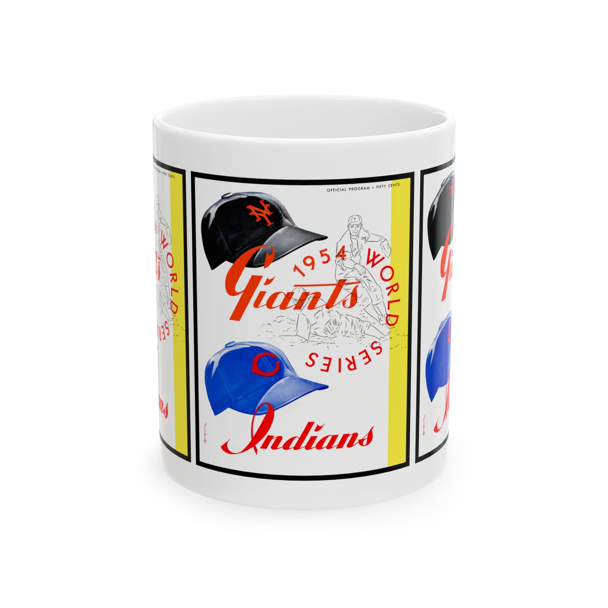 Baseball World Series Ceramic Mug, 1954 New York Giants-Cleveland, Sports Fan Gift, Collectible Cup, Vintage Baseball Memorabilia, Coffee
