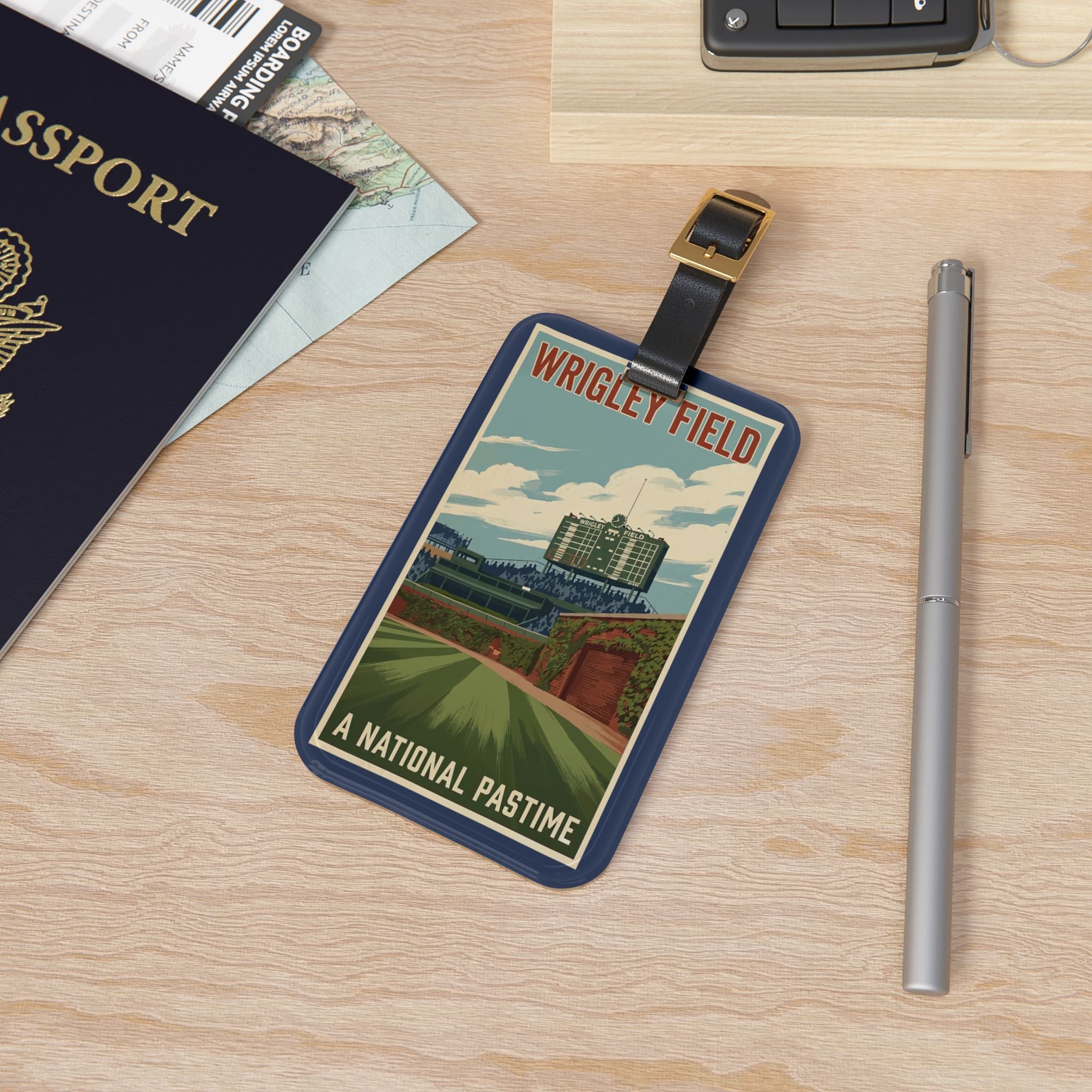 Wrigley Field Baseball Luggage Tag | Stadium Design