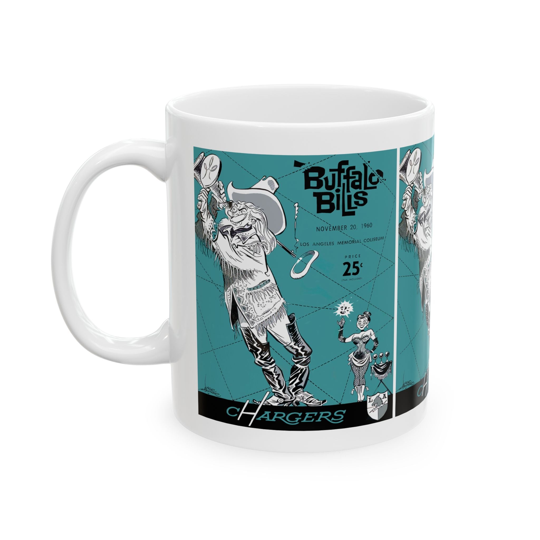 Football Charges Buffalo Bills Ceramic Mug, 1960 Vintage Sports Fan Gift, Coffee Cup, Tea Mug, Sports Memorabilia, Buffalo Bills Football