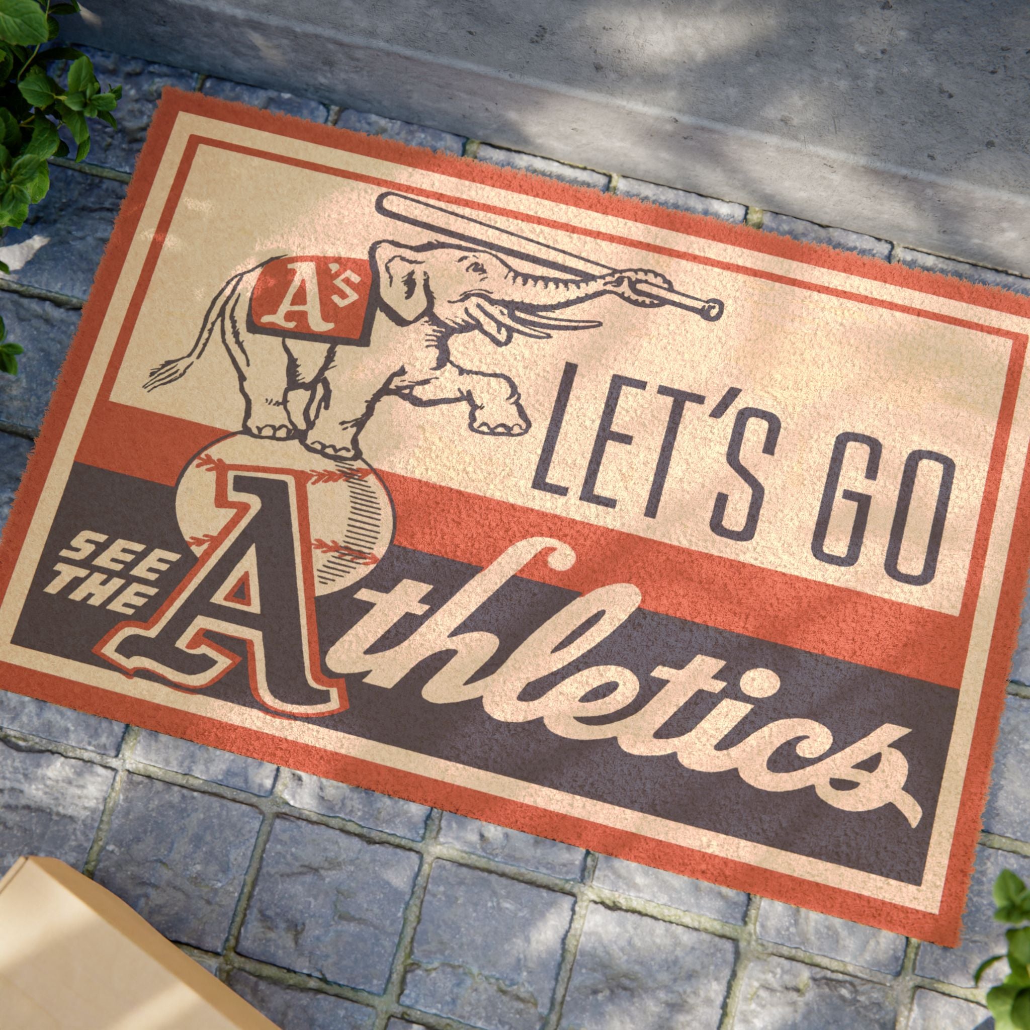 Vintage Baseball Doormat, Retro Sports Entry Mat, 1960s Kansas City Athletics, Gift for Baseball Fan, Home Decor Accent
