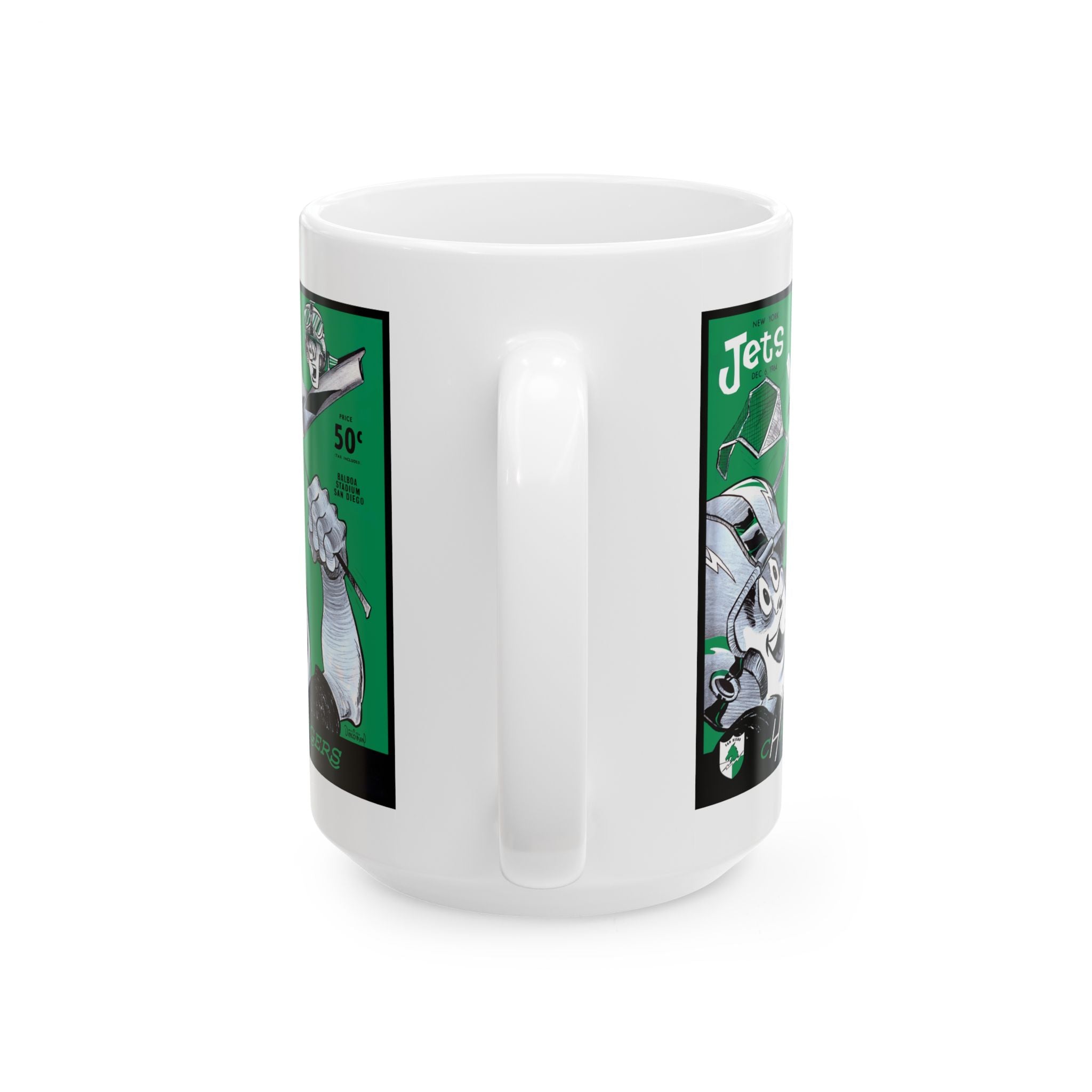 1964 Jets vs Chargers Football Retro Mug | Ceramic Coffee Cup, 11 oz and 15 oz