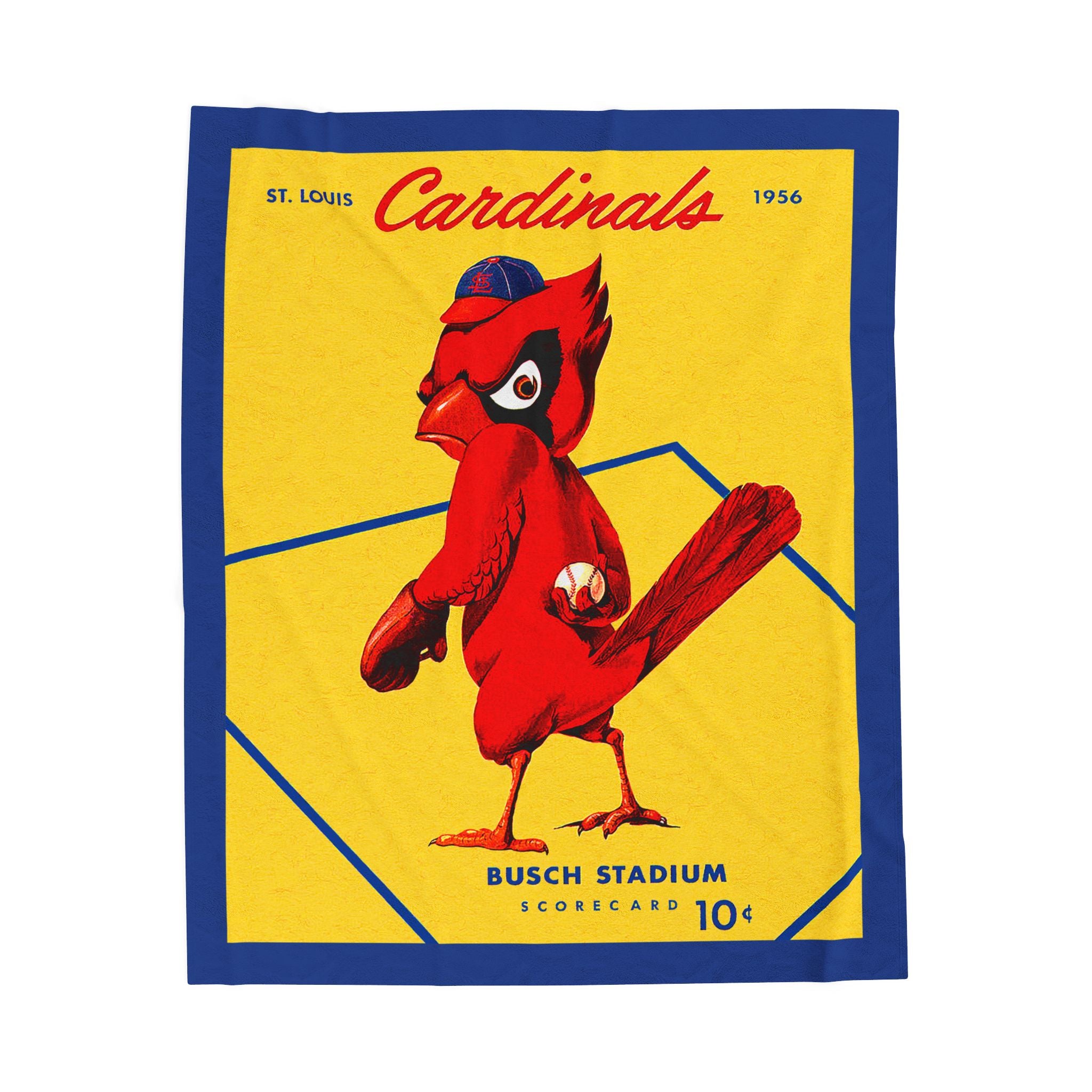 Velveteen Plush Blanket, Vintage Cardinals Baseball Program Design - Cozy Throw, Home Decor, Gift for Sports Fans, Game Day Blanket,