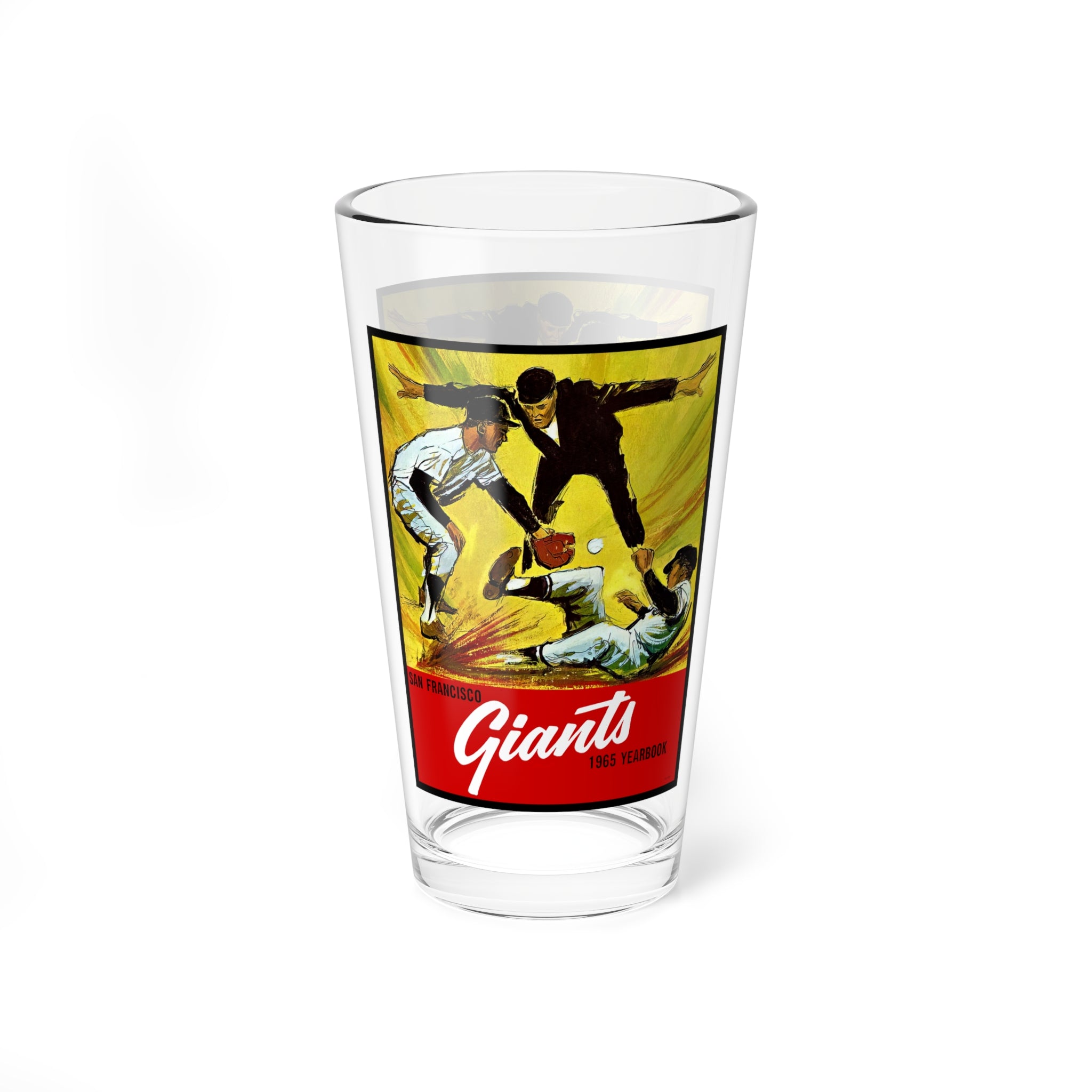 Vintage Baseball Mixing Glass, 16oz - 1965 San Francisco Giants Yearbook, Sports Barware, Retro Glass Tumbler, Baseball Memorabilia Gift,