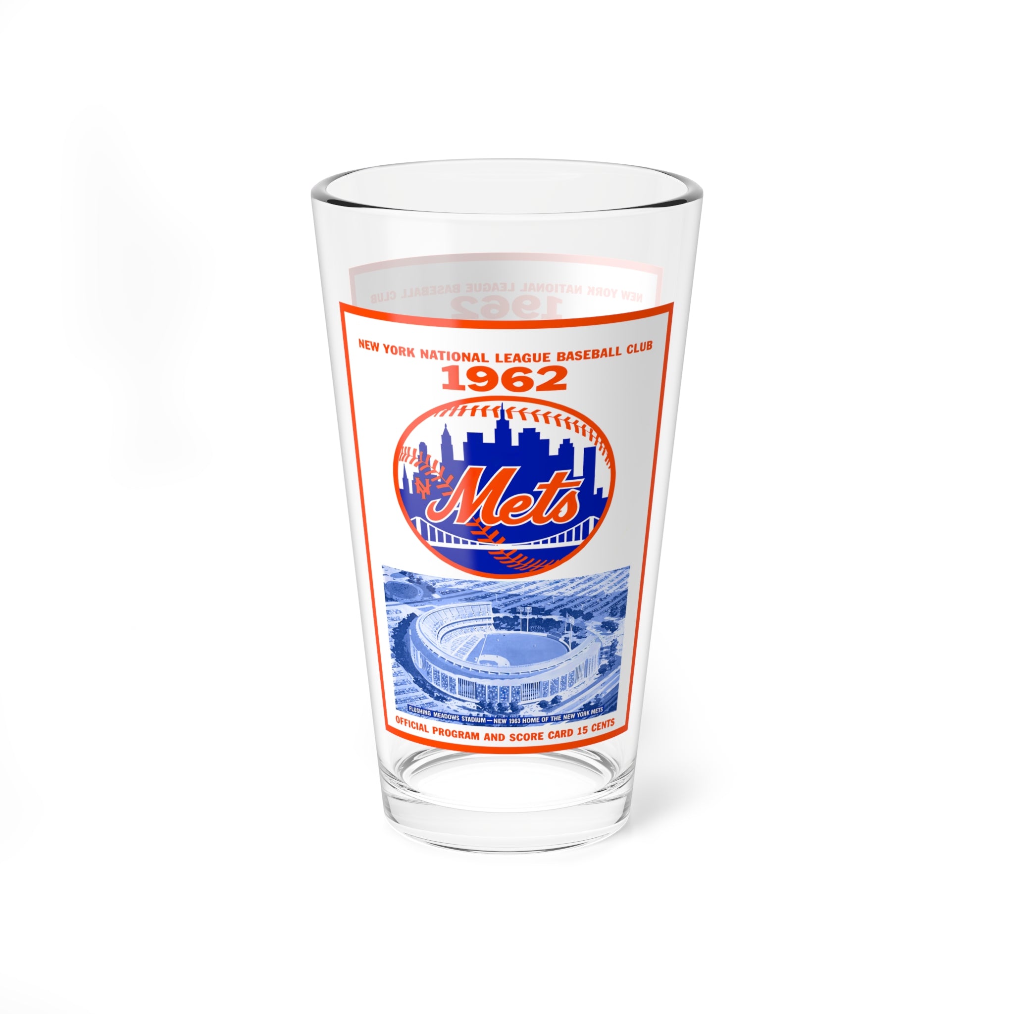 Mixing Glass, 16oz - Vintage 1962 Baseball New York Mets Shea Stadium Souvenir, Gift for Sports Fans, Barware Decor, Baseball Memorabilia,