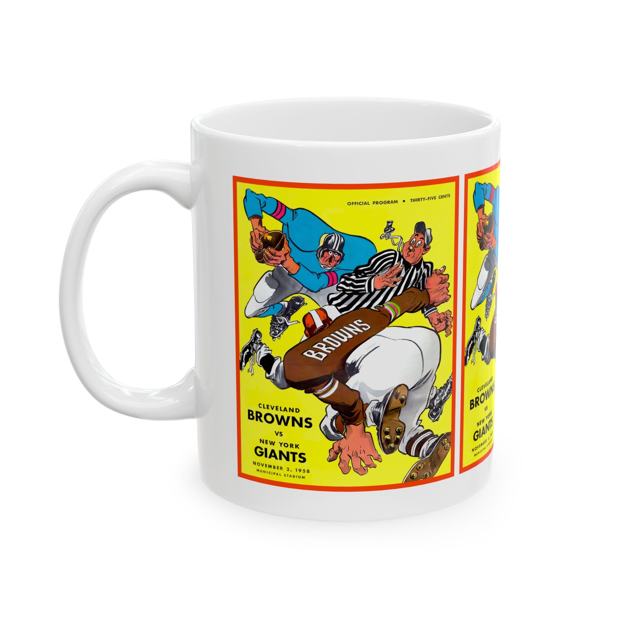 Vintage 1958 Football Cleveland Browns-New York Giants Ceramic Mug, Sports Fan Gift, Coffee Cup,  Football Memorabilia, Football