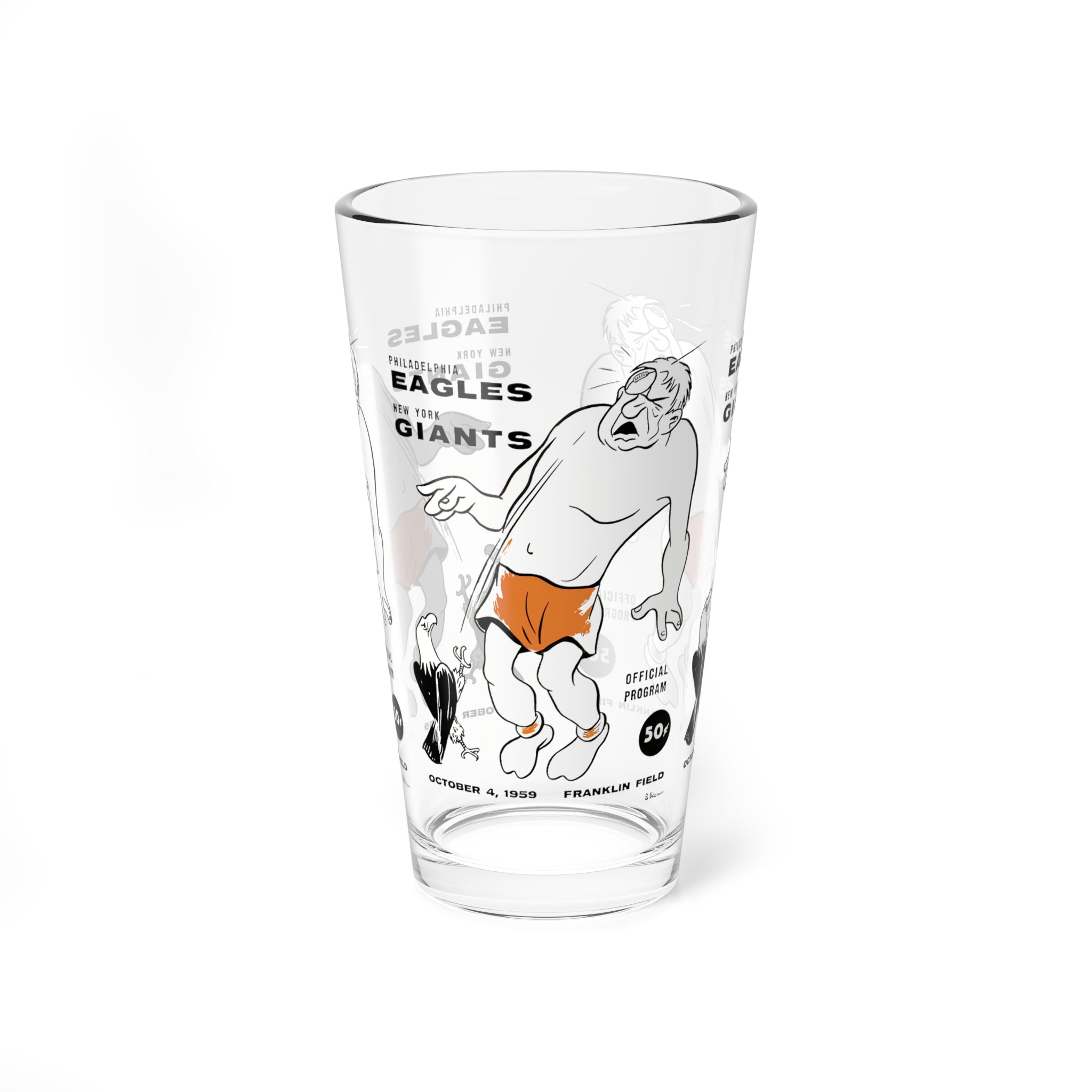 1959 Vintage New York Giants- Philadelphia Eagles Football Program Cover -  Pint Glass, 16oz
