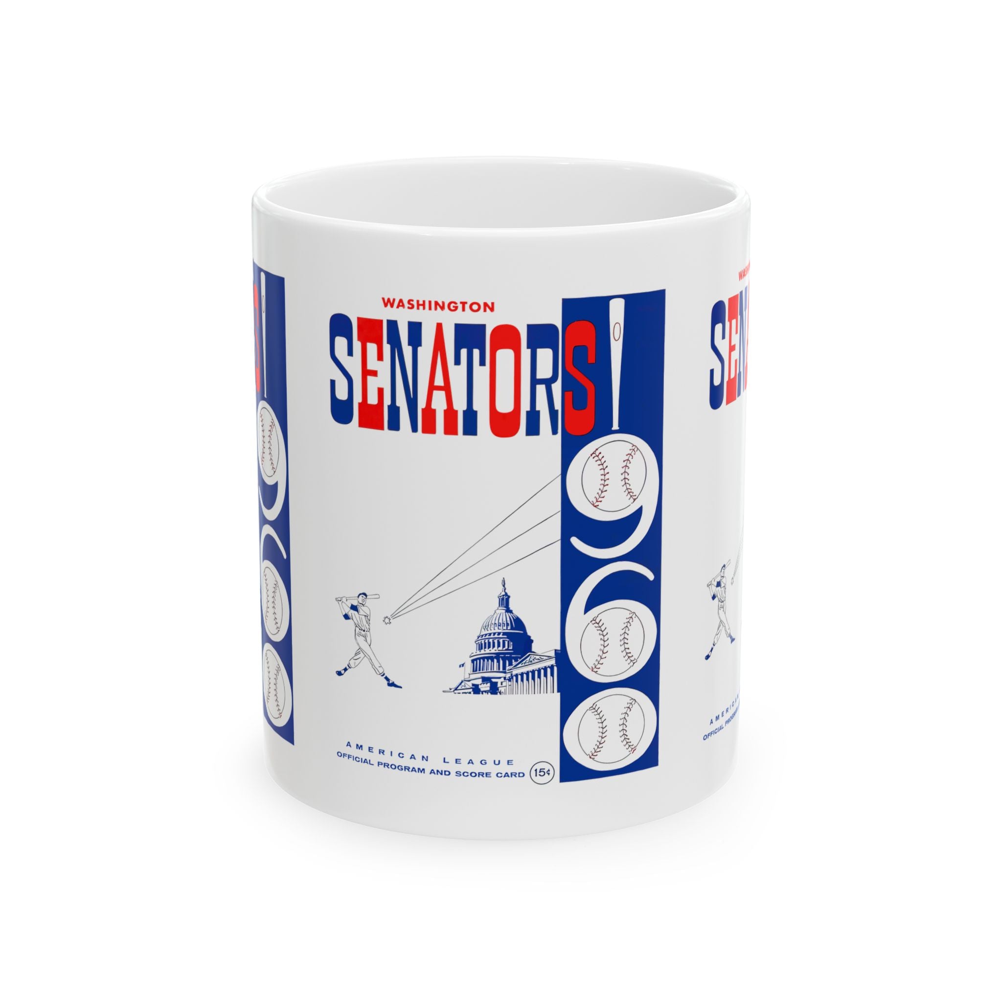 1960 Vintage Washington Senators Score Card Cover - Ceramic Mug, 11oz