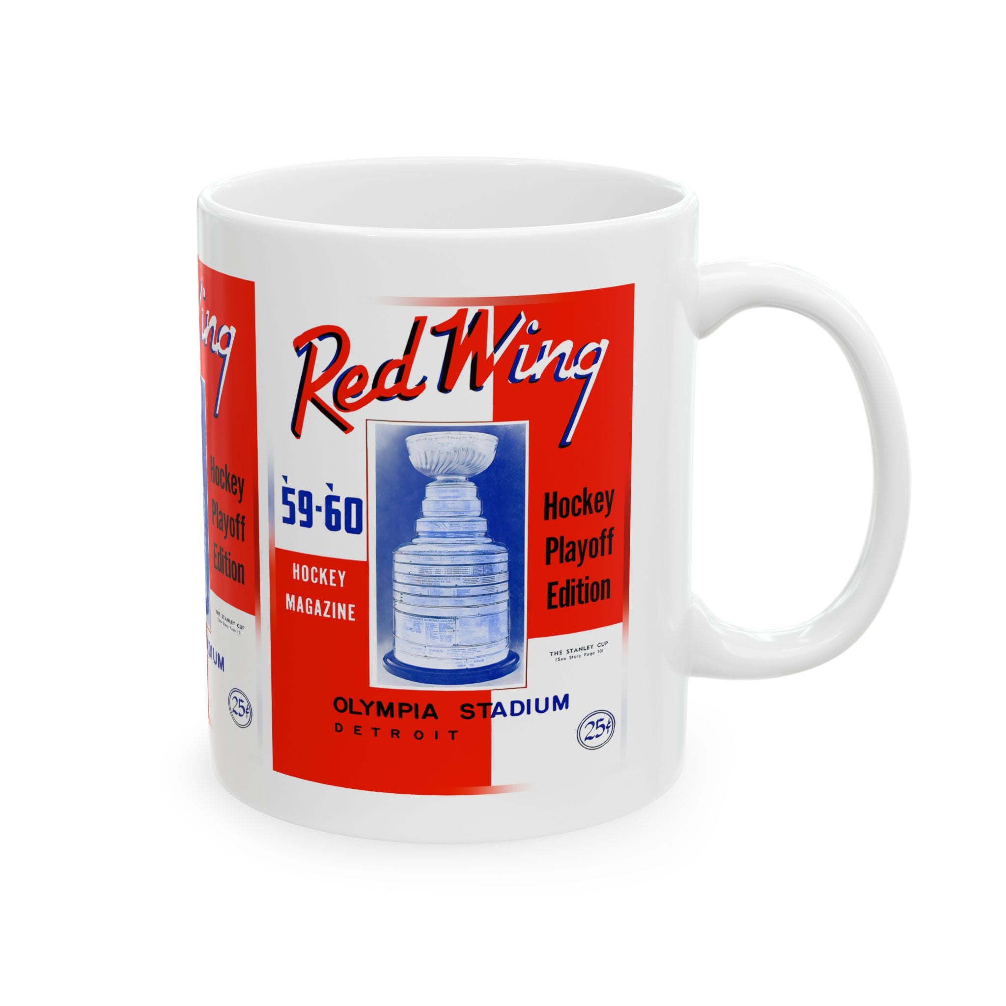 Vintage Detroit Red Wings Hockey Ceramic Mug, NHL Sports Fan Gift, Coffee Cup, Hockey Memorabilia, Hockey Team Mug, Red Wings Hockey Gift,