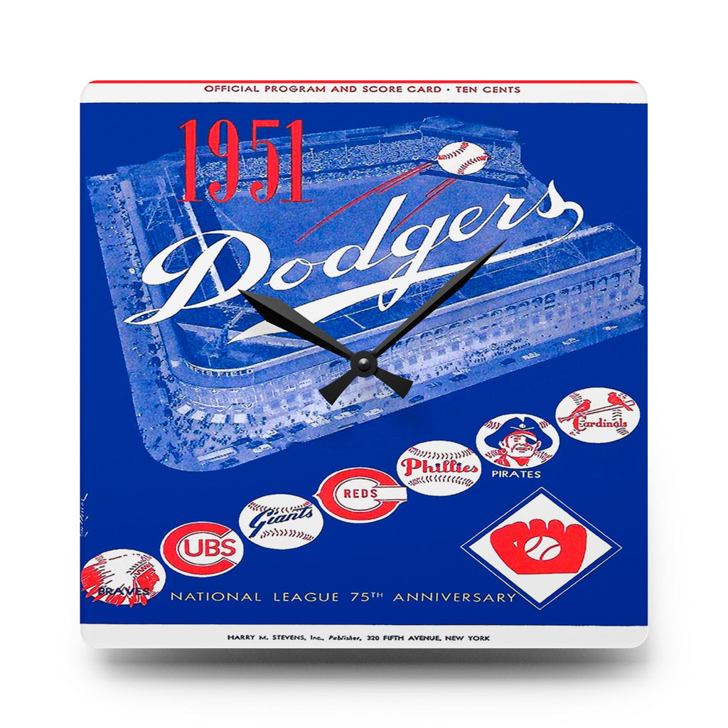 1951 Vintage Brooklyn Dodgers Baseball Program Cover - Acrylic Wall Clock
