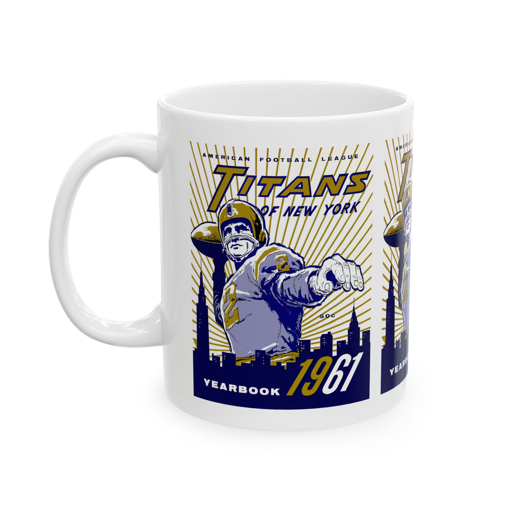 1961 Vintage New York Titans Football Yearbook Cover - - Ceramic Mug, 11oz