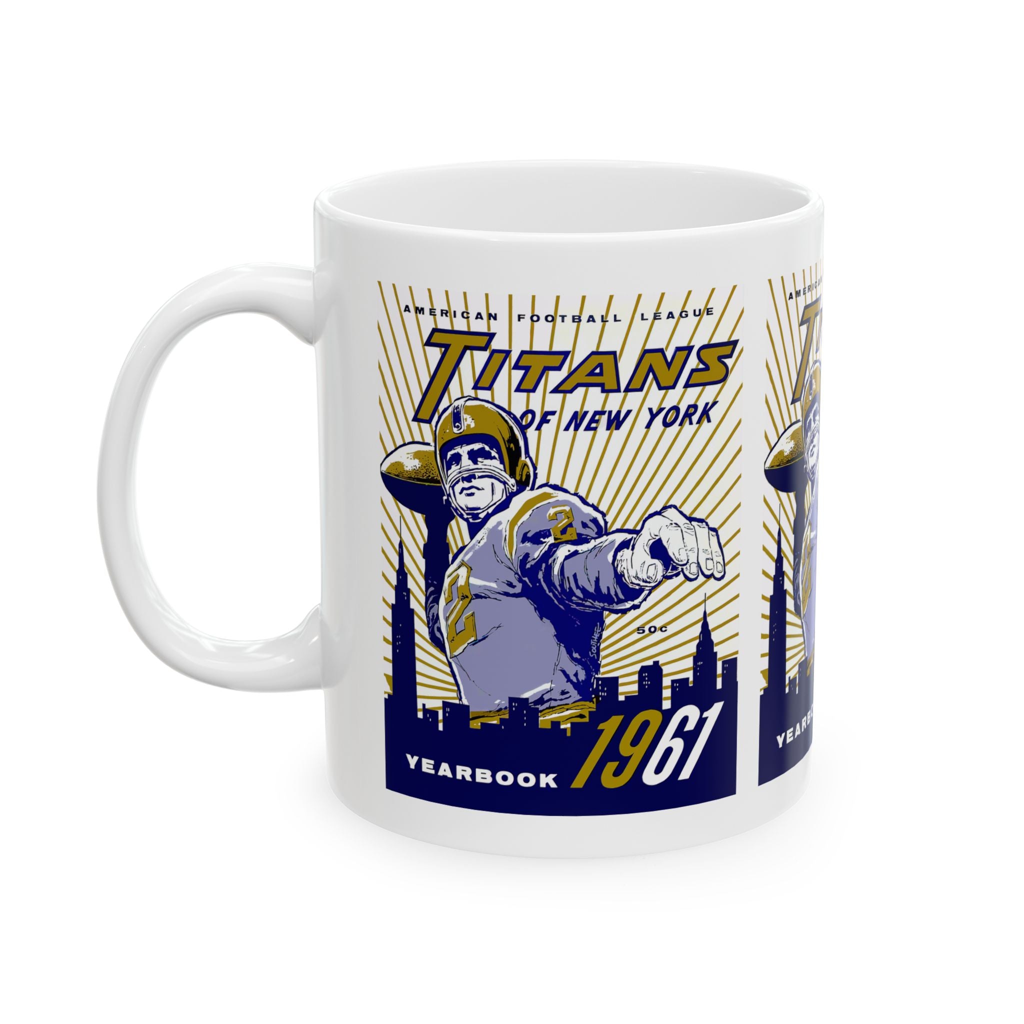 1961 Vintage New York Titans Football Yearbook Cover - - Ceramic Mug, 11oz