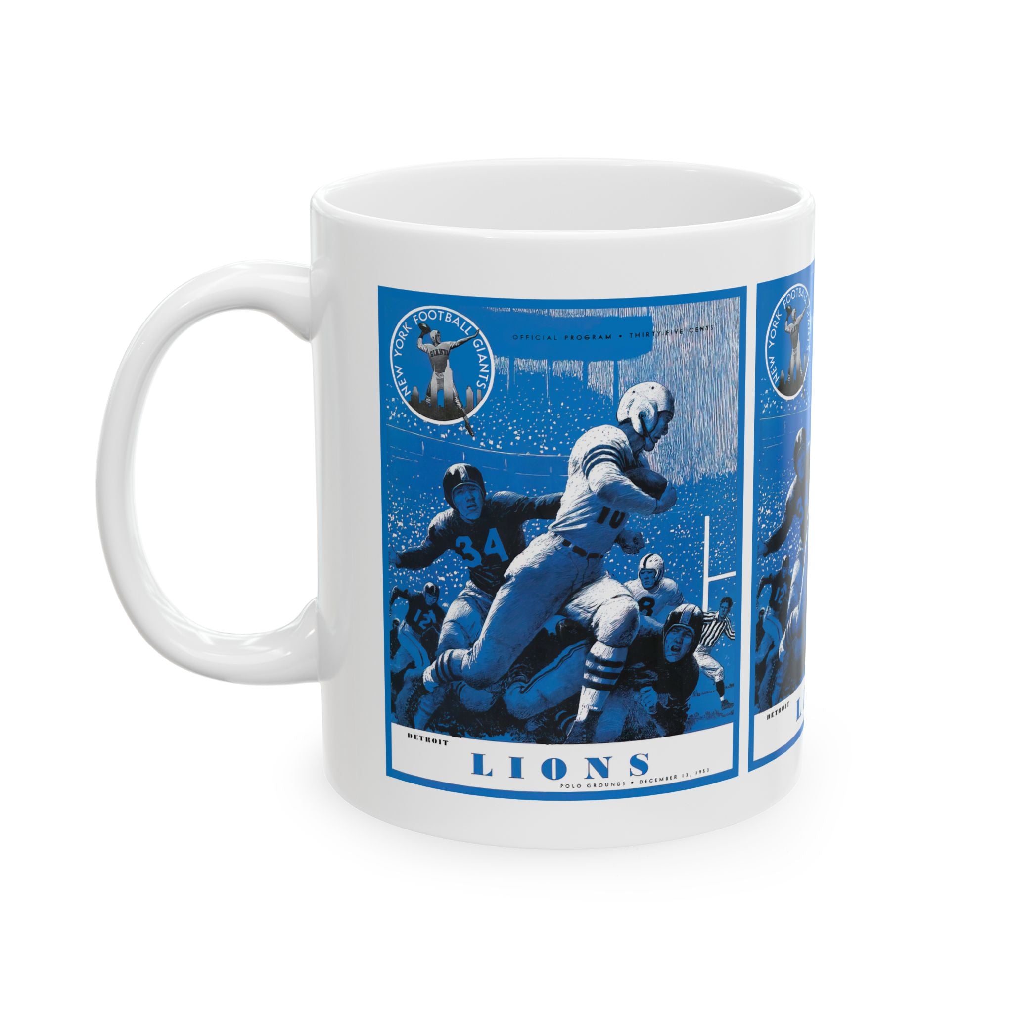 Football Ceramic Mug, Vintage 1953 New York Giants vs Detroit Lions, Sports Fan Gift, Game Day Cup, Tailgating Drinkware, NFL Memorabilia