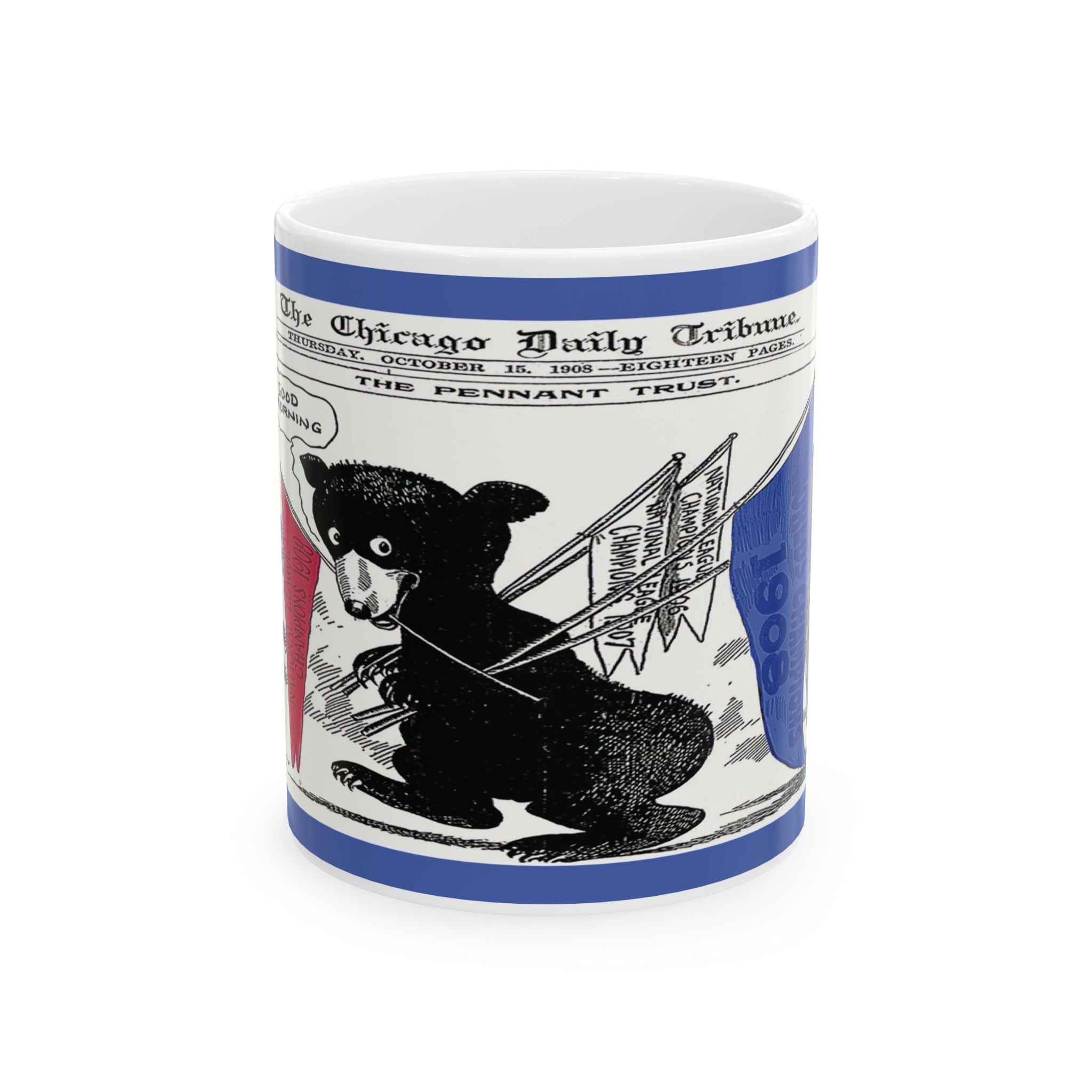 Vintage 1908 Cubs World Series Cartoon Mug, Chicago Baseball Fan Gift, 11oz, 15oz Cup, World Champions, Baseball Lover Gift, Sports Fan Mug,